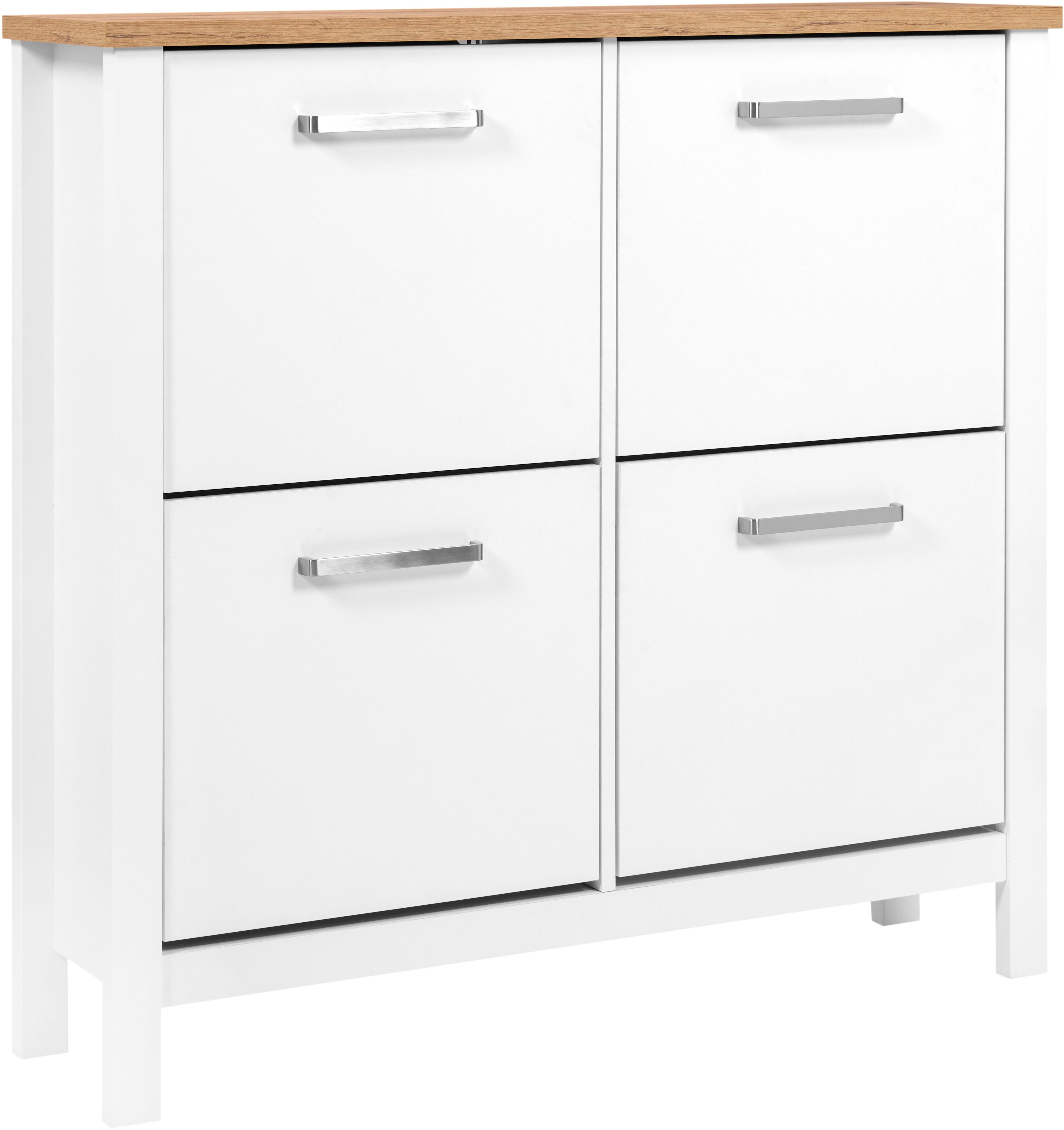 Inter Link "Pienza, Weiss/Artisan Eiche Nachbildung, Softclose, 16 paar Schuhe" 1 Stk. tlg. Schuhkommode im modernem Skandi Look, platzsparend, 113 x 30 x 109 cm