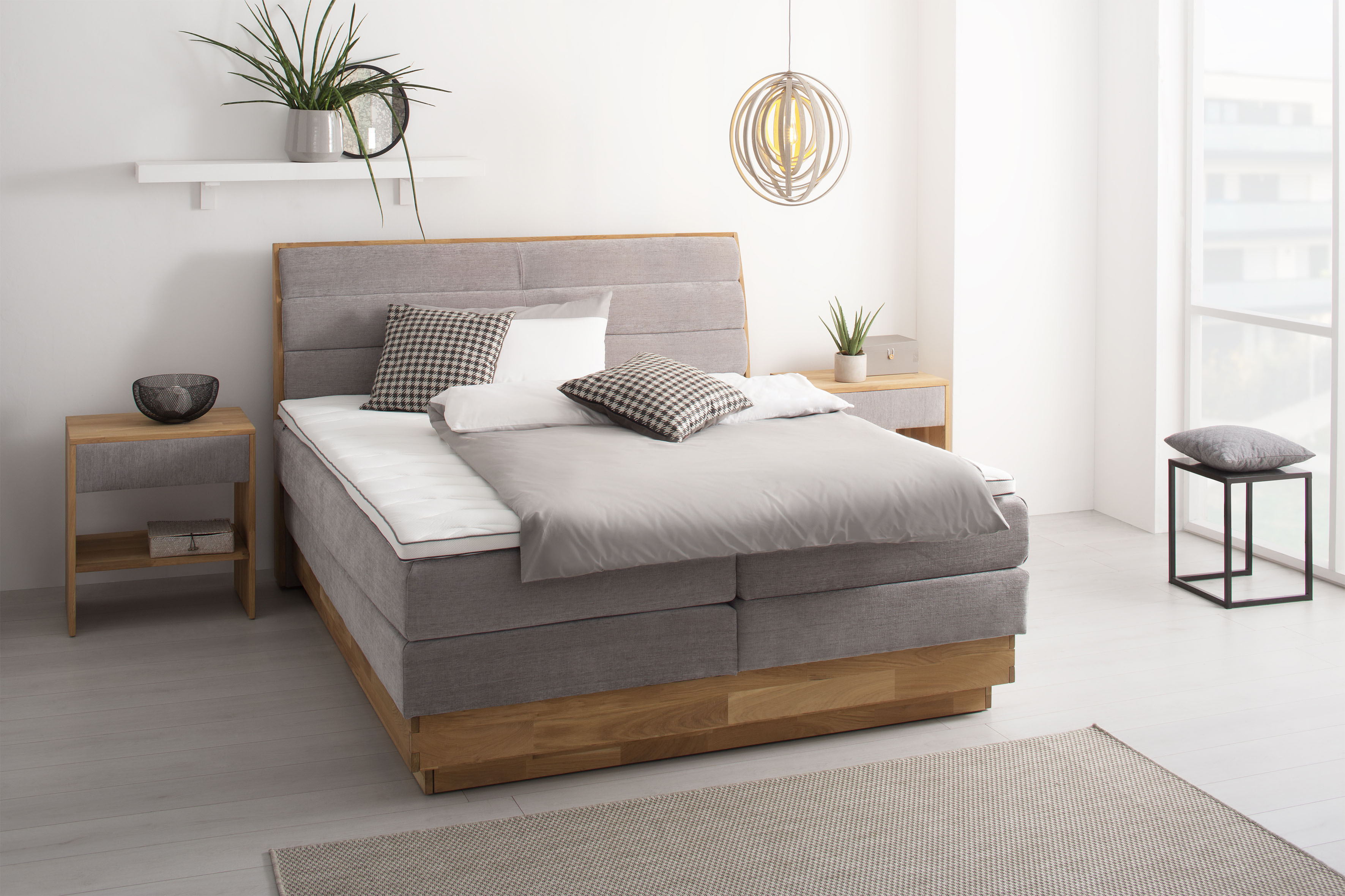 OTTO home Boxspringbett "JENNA in verschiedenen Farben und Breiten erhältlich" LED-Beleuchtung, mit zertifizierten, recycelten Bezugsstoffen