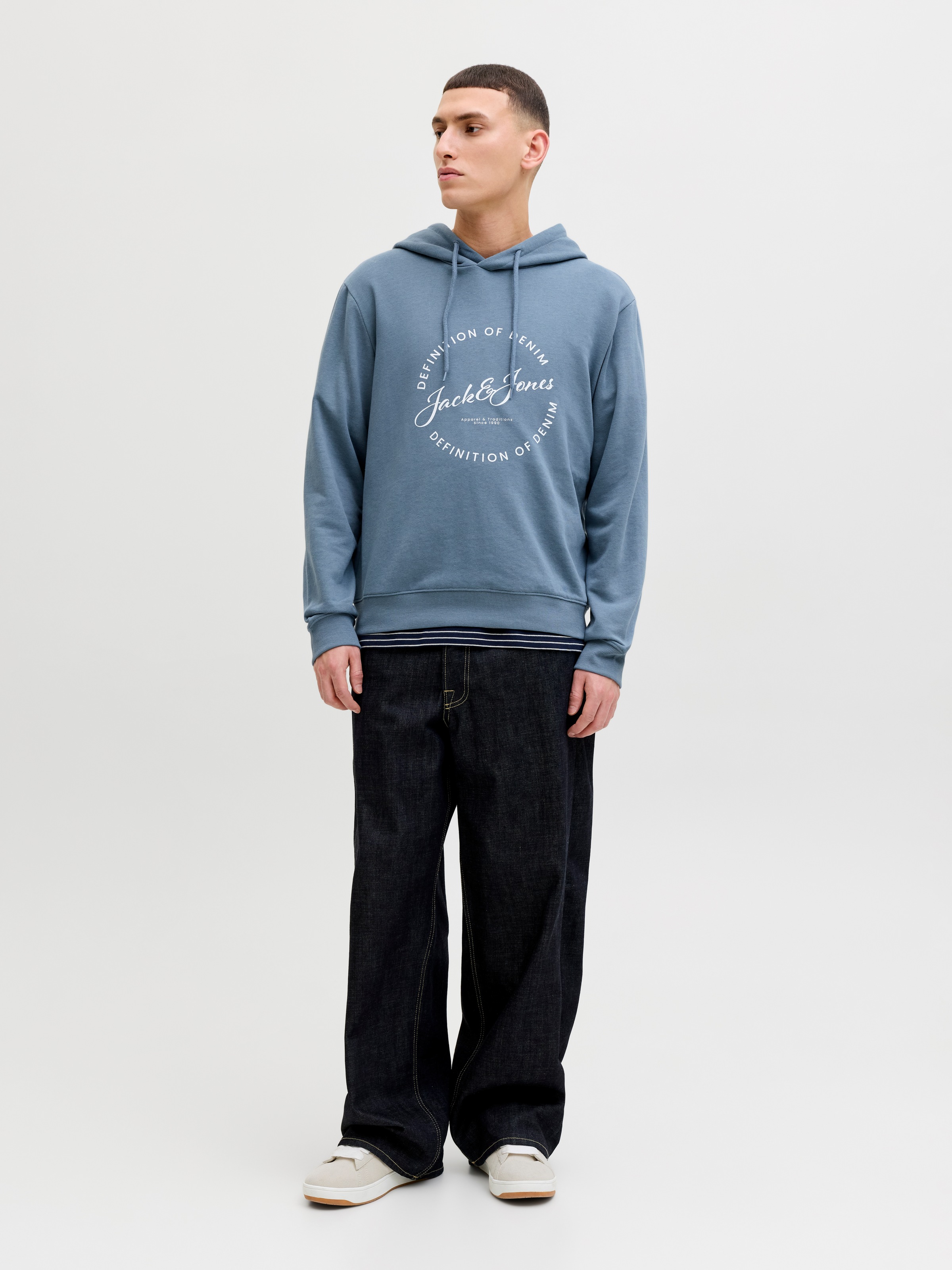 Kapuzensweatshirt JACK & JONES "JJGRAYSON SWEAT HOOD", Herren, Gr. XL, blau mirage, angeraute Sweatware, Obermaterial: 60% Polyester, 40% Baumwolle, bedruckt, regular fit, Rippbündchen, Sweatshirts 3