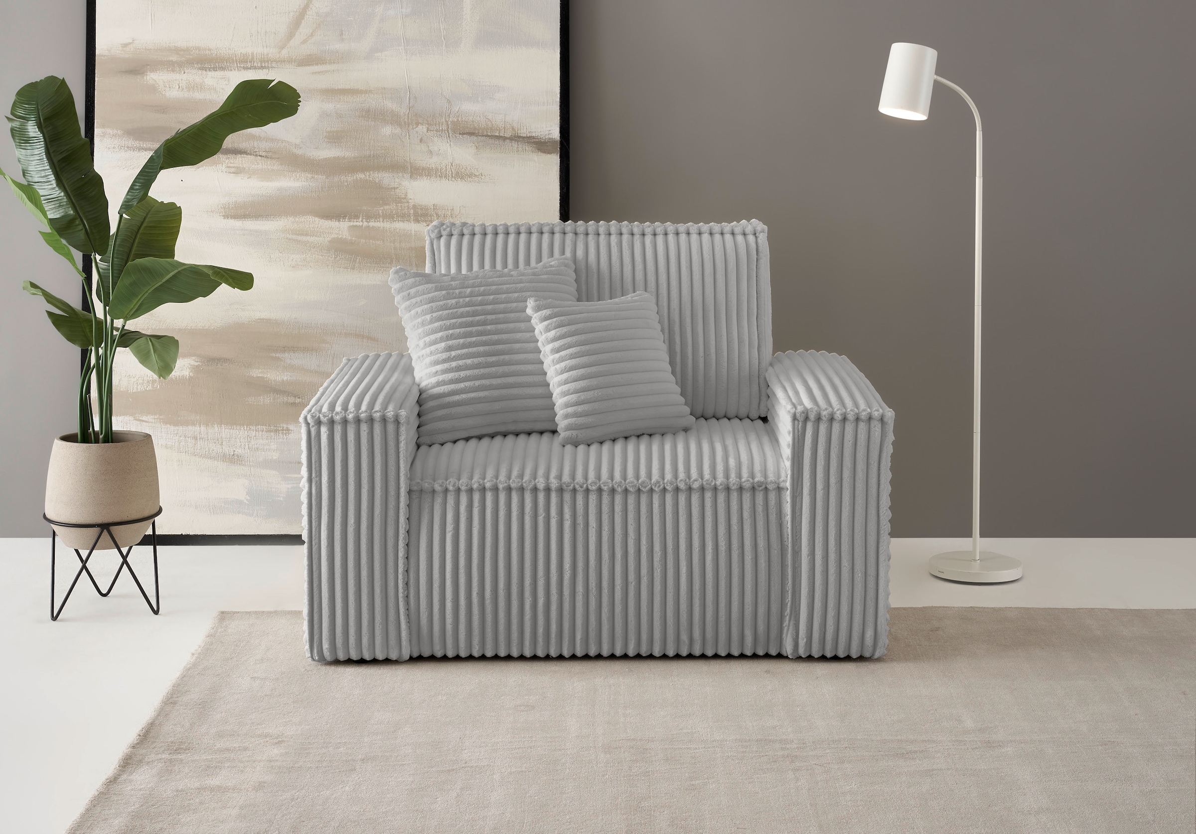 OTTO home Loveseat "FINNLEY Struktur fein, Sessel kombinierbar m. der Serie FINNLEY" 1 Stk. tlg. verfügbar in den Stoffqualitäten Bouclé, Struktur fein und Mega Cord