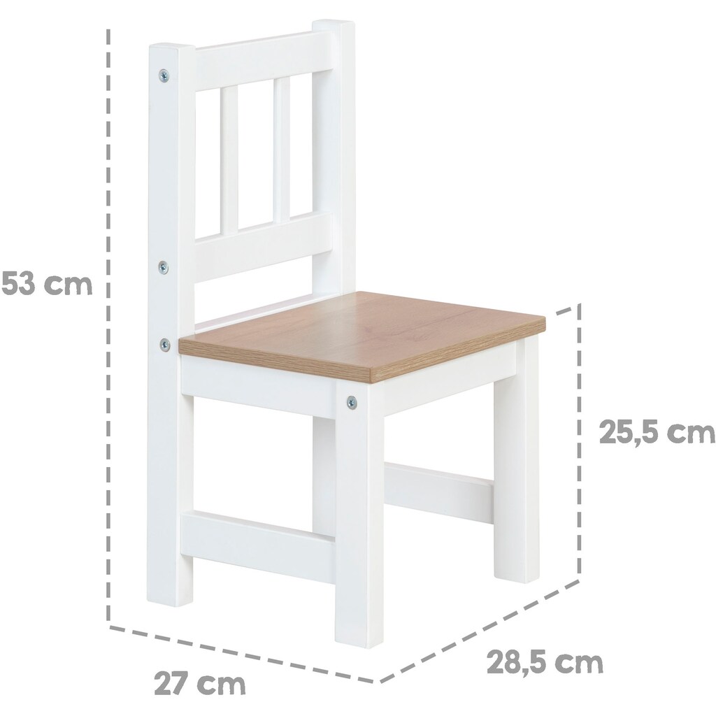 roba® Kindersitzgruppe »Woody, Holzdekor/weiß«, (3 tlg.)