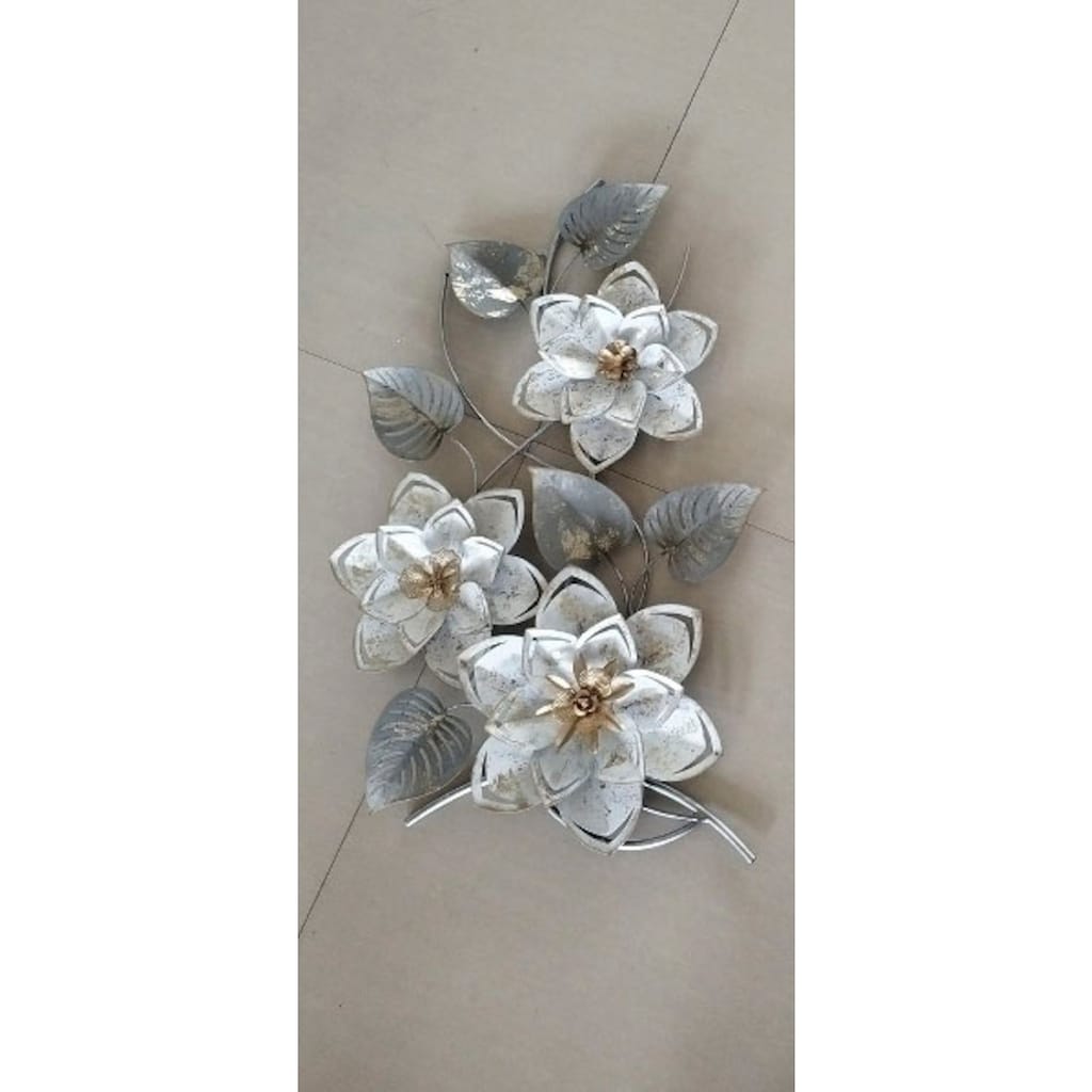 Myflair Möbel & Accessoires Wandbild »Wandbild Blumen, silber/weiß«