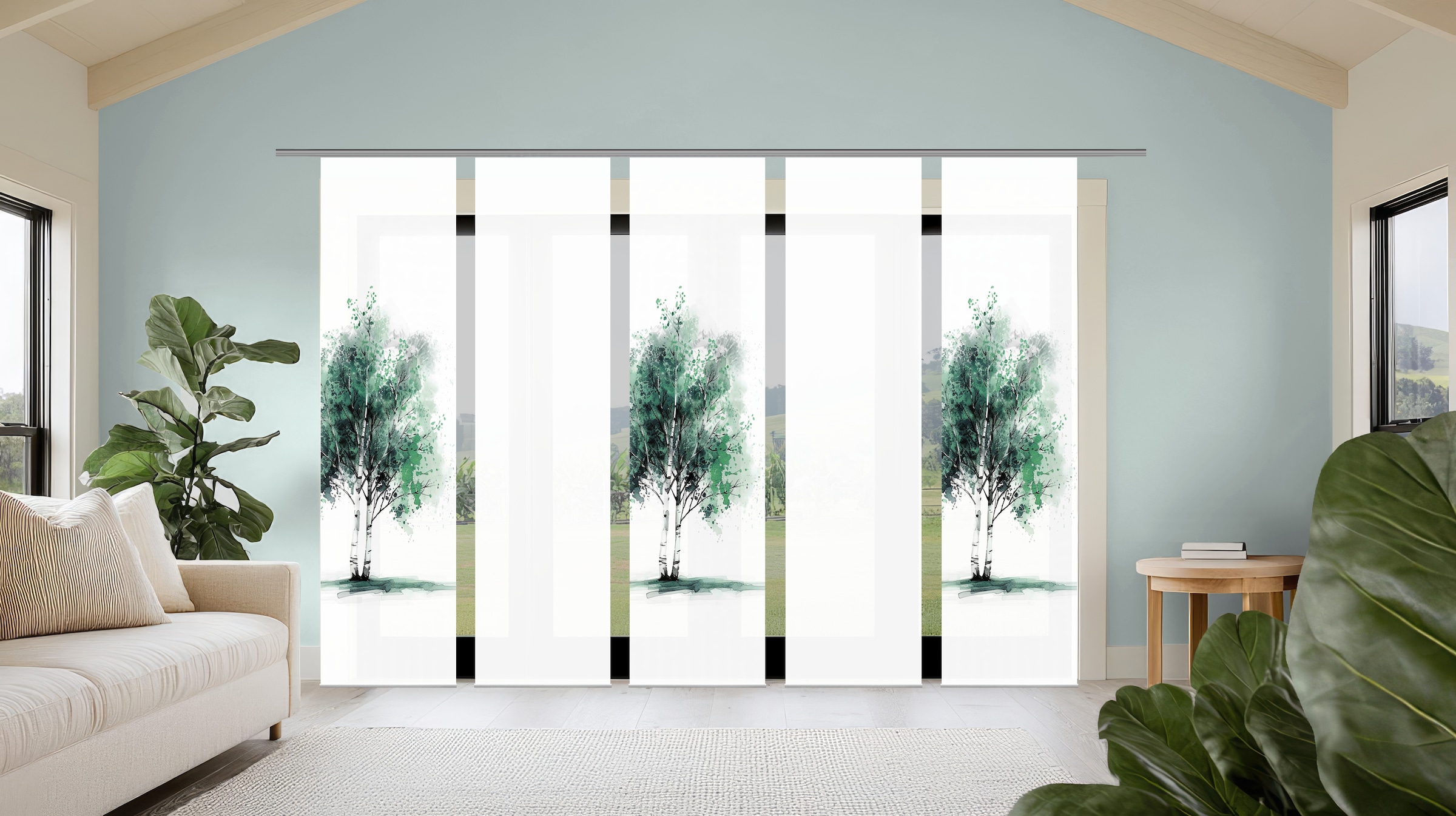 HOME WOHNIDEEN Schiebegardine "TREE" Paneelwagen 5 Stk. tlg. Schiebewand Se günstig online kaufen