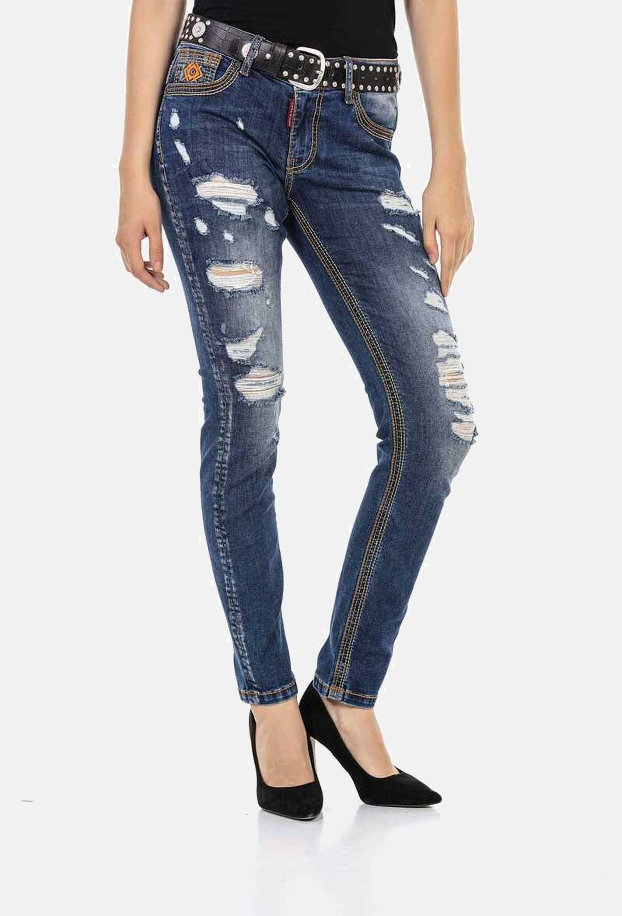 Cipo & Baxx Slim-fit-Jeans "Cipo & Baxx Jeans" mit lässigen Destroyed-Elementen, WD457