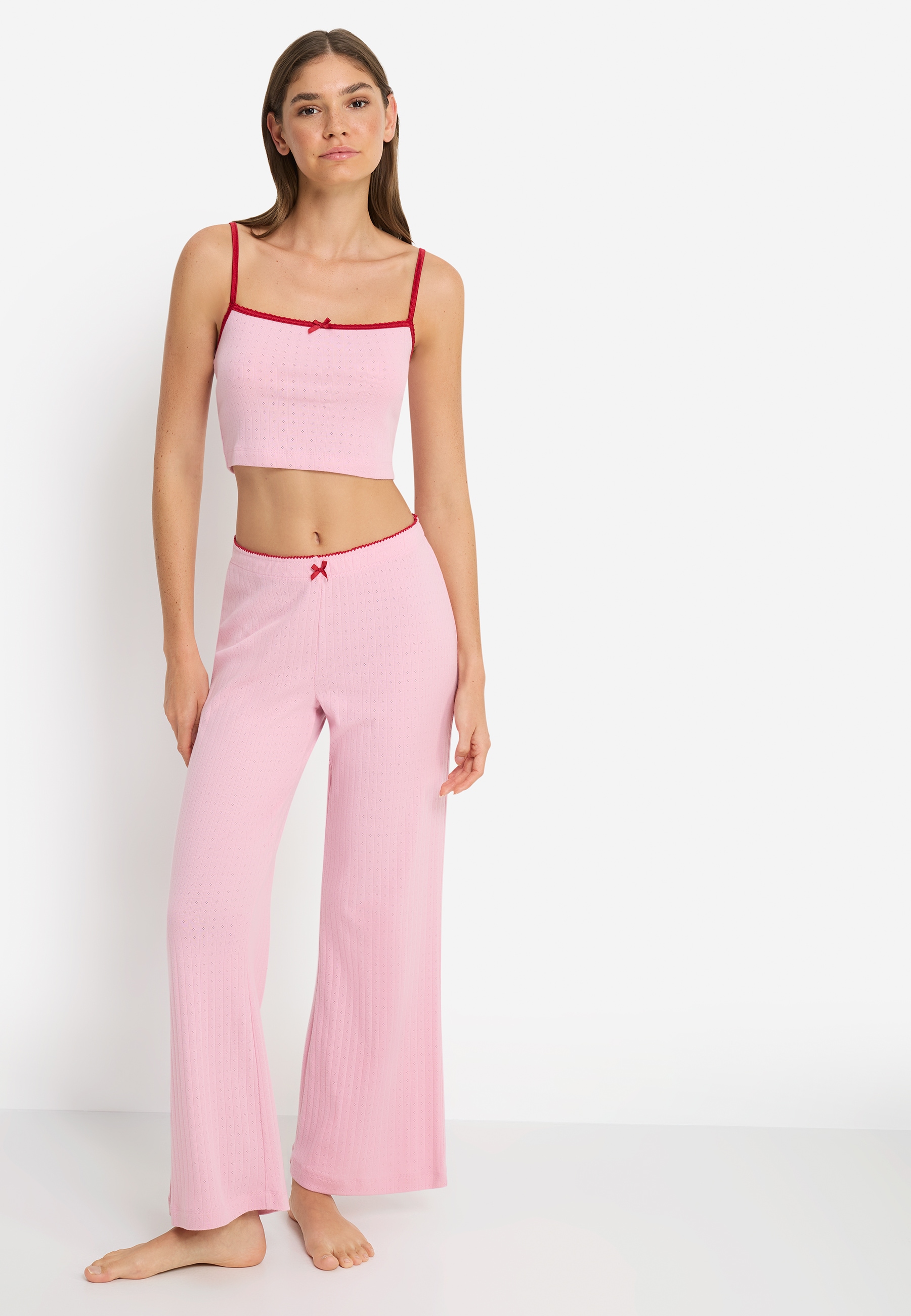 LSCN by LASCANA Pyjama 2 tlg. mit Kontrast-Häkelkanten