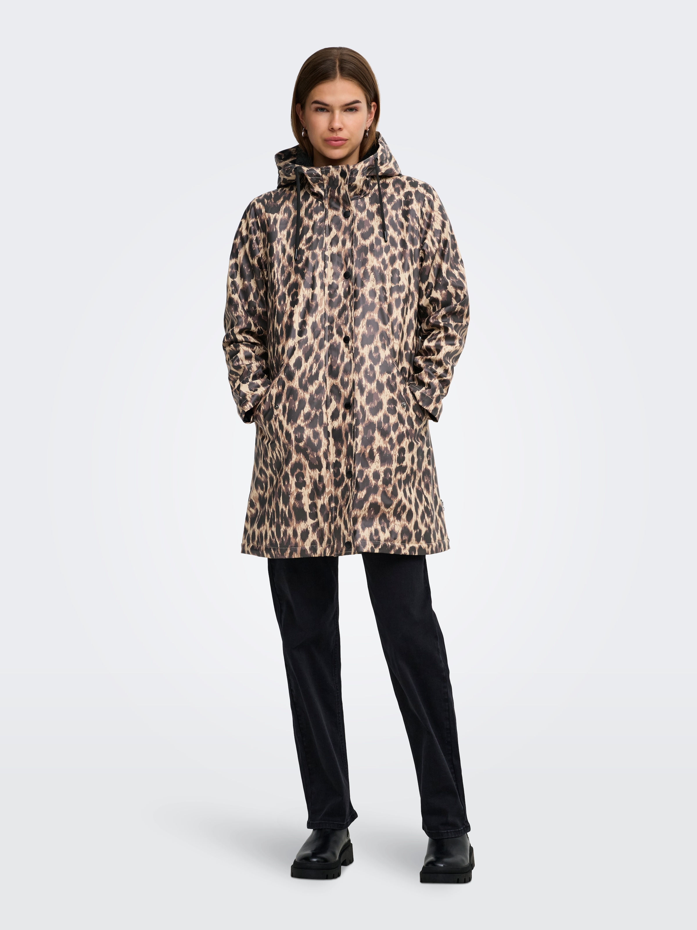 ONLY Funktionsmantel »ONLSALLY AOP TEDDY RAIN JACKET CC OTW« beschichtetes Material