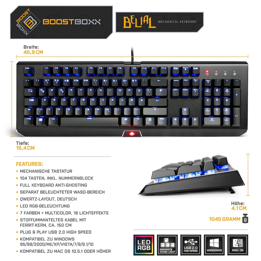 BoostBoxx Gaming-Tastatur »BELIAL«, (Ziffernblock)