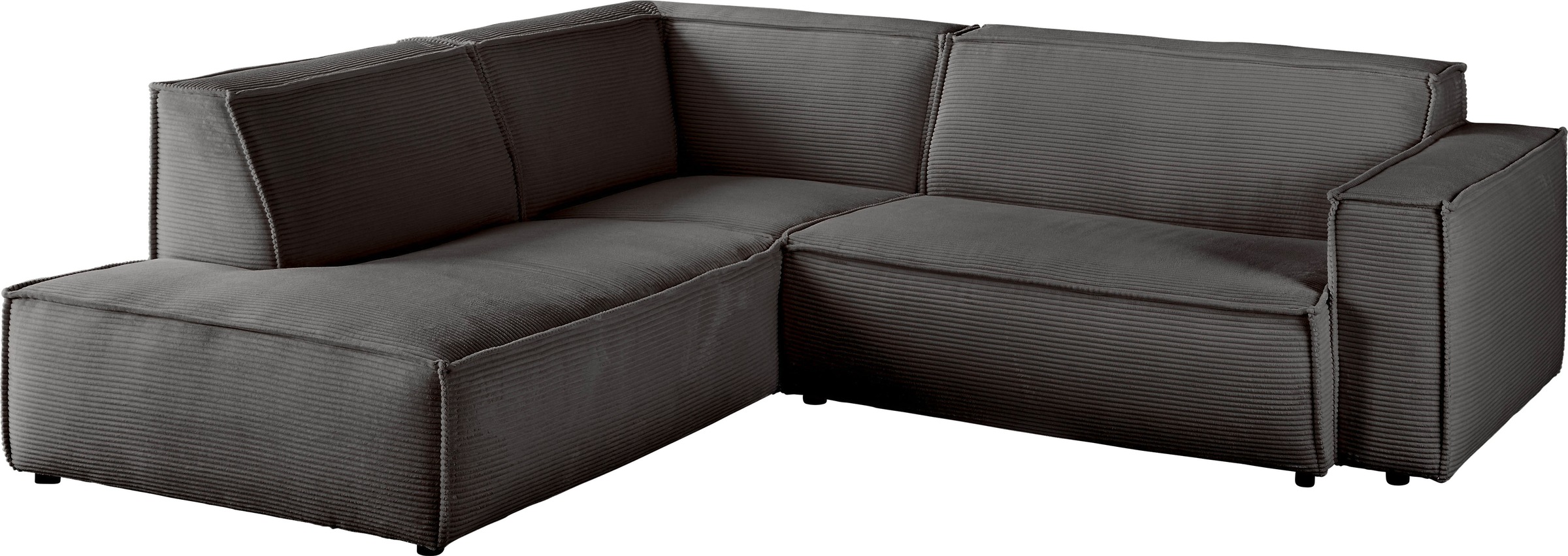 3C Candy Ecksofa »Matteo in elegant, kubischer Formensprache, bequem, L-Form«, mit auffälliger Kedernaht, Cord-Bezug, Lounge-Charakter, OTTOs Choice