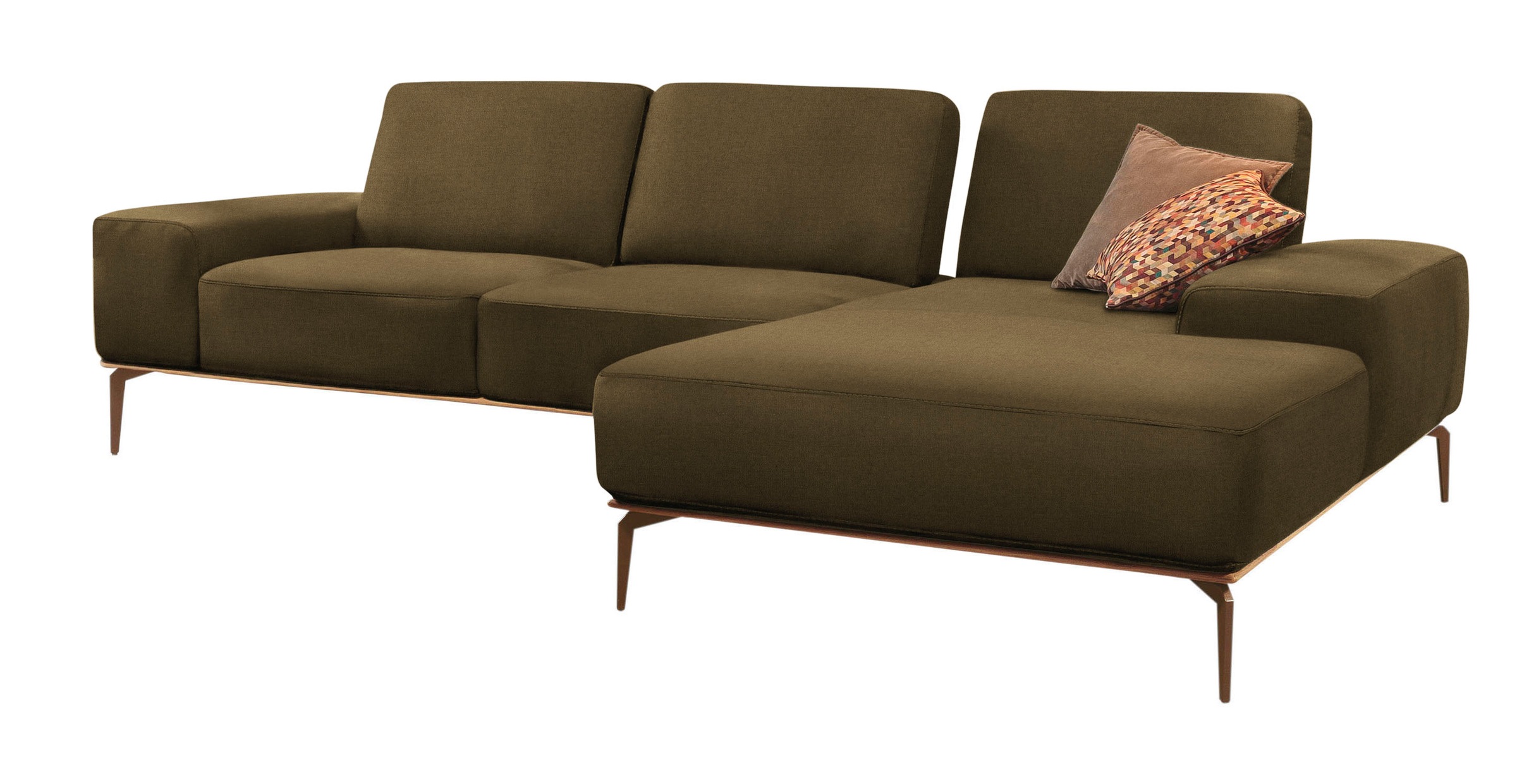 W.SCHILLIG Ecksofa »run, Designsofa mit tollem Sitzkomfort, bequem, L-Form«, mit Holzsockel, Füße in Bronze pulverbeschichtet, Breite 319 cm