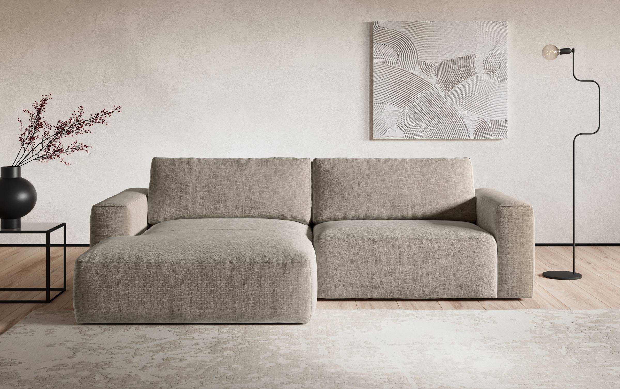COTTA Ecksofa "Lasso L-Form, B: 288 cm, XL Sofa, Top Modern" XL Recamiere B:114 cm, bequeme Wellenunterfederung, viele Stoffe