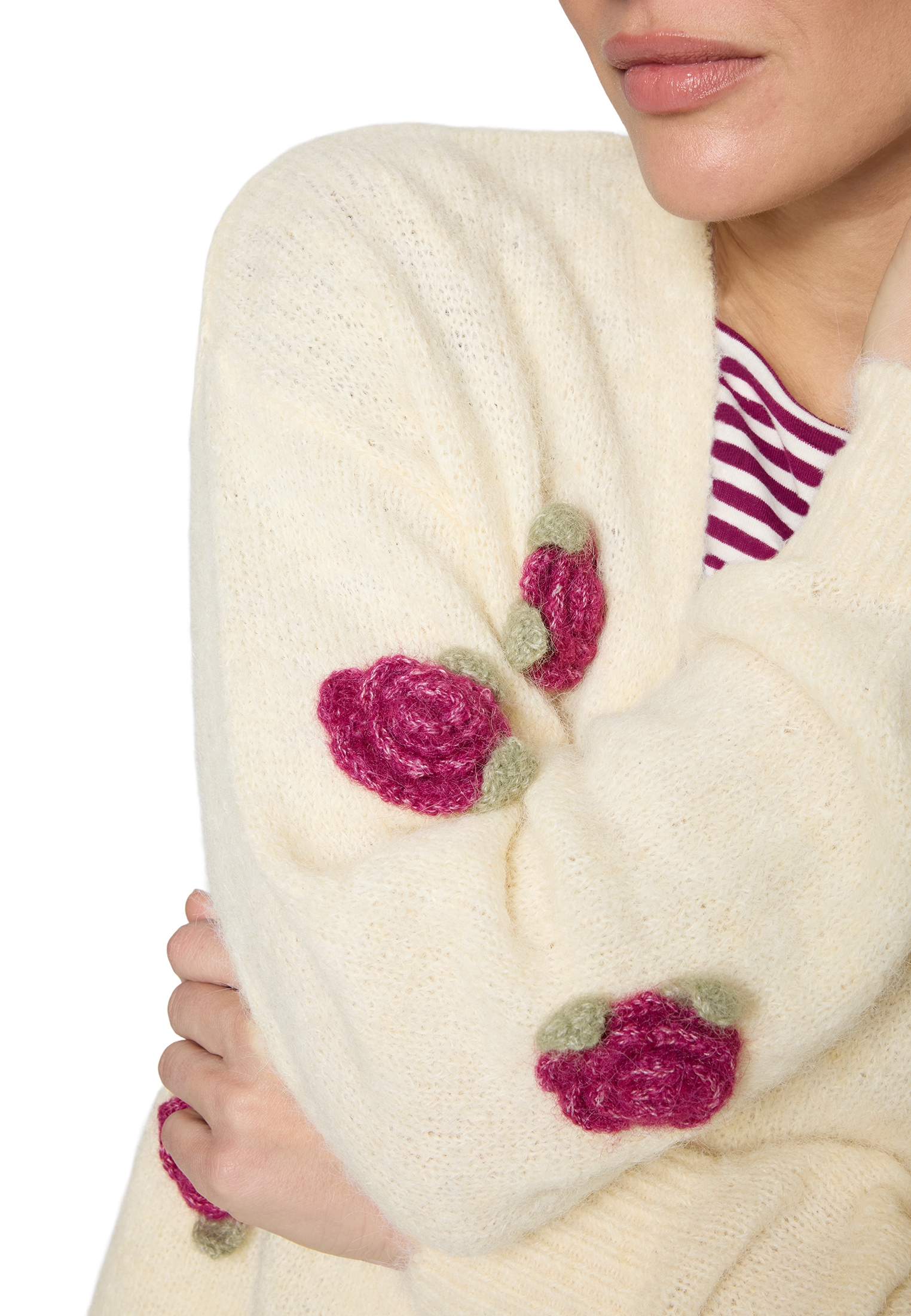 Zero Strickjacke »Damen mit bunten 3D Blumen« 1 Knopfleiste