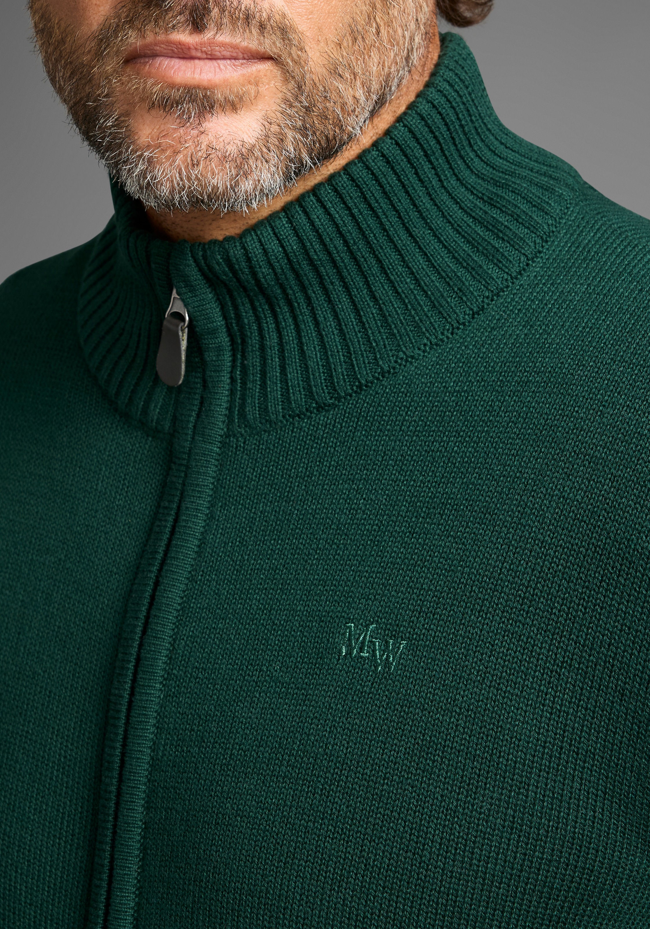 Strickjacke MAN'S WORLD "neue Farben", Herren, Gr. XL (56/58), grün (dunkelgrün), Strick, Obermaterial: 50% Baumwolle, 50% Polyacryl, unifarben, Basic, regular fit, ohne Ausschnitt, Rippstrickbündchen, Strickjacken Strickjacke, aus Baumwollmischung 3