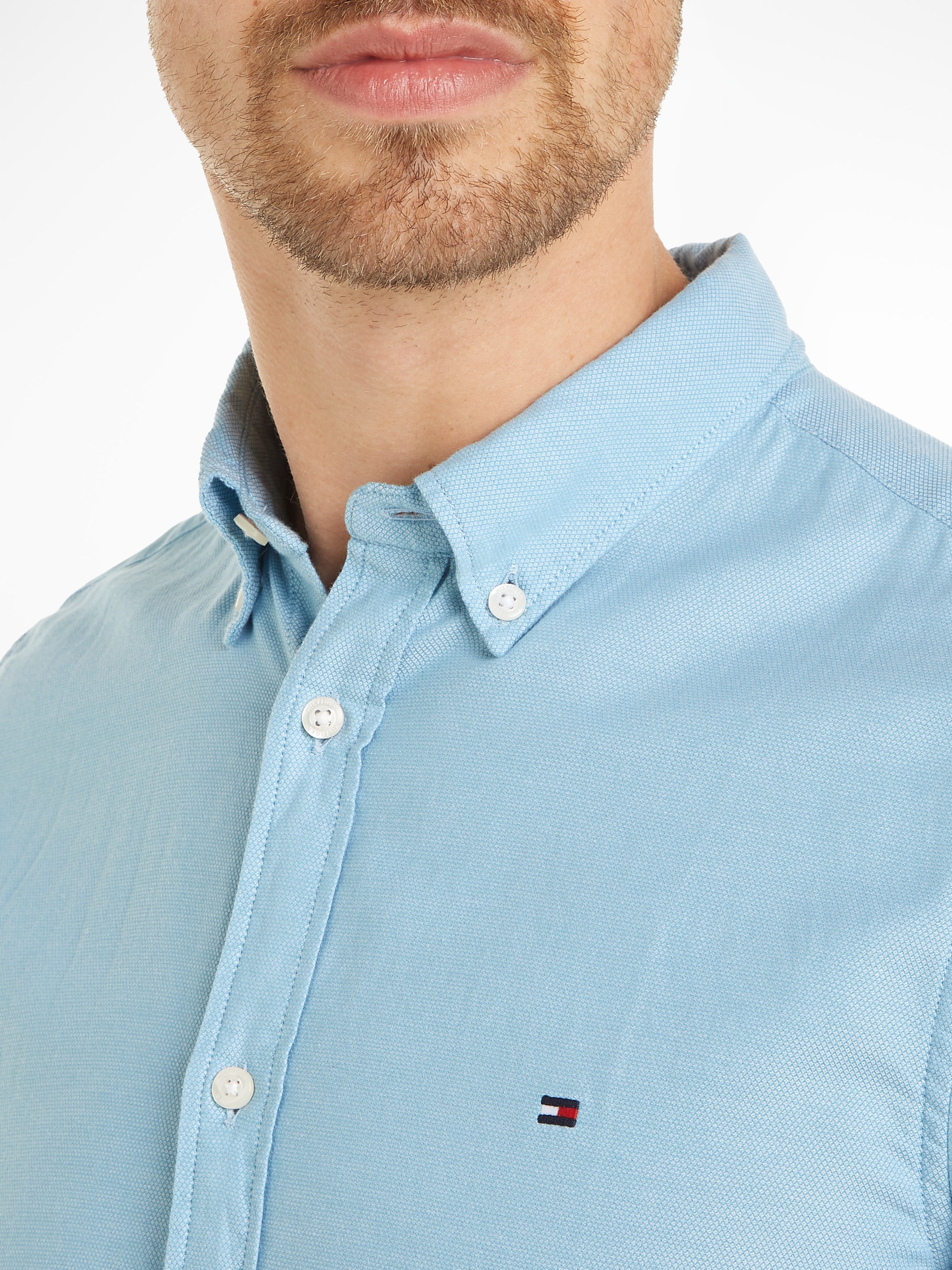 Tommy Hilfiger Langarmhemd »FLEX DOBBY SF SHIRT«, mit Knopfleiste