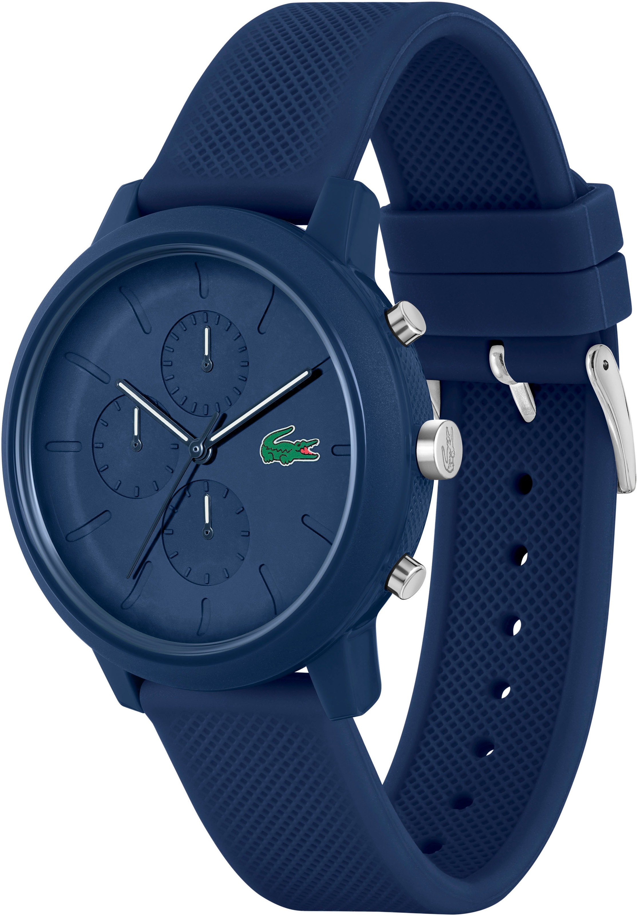 Lacoste Chronograph »LACOSTE.12.12 CHRONO«, Quarzuhr, Armbanduhr, Herrenuhr, Stoppfunktion, Silikonarmband