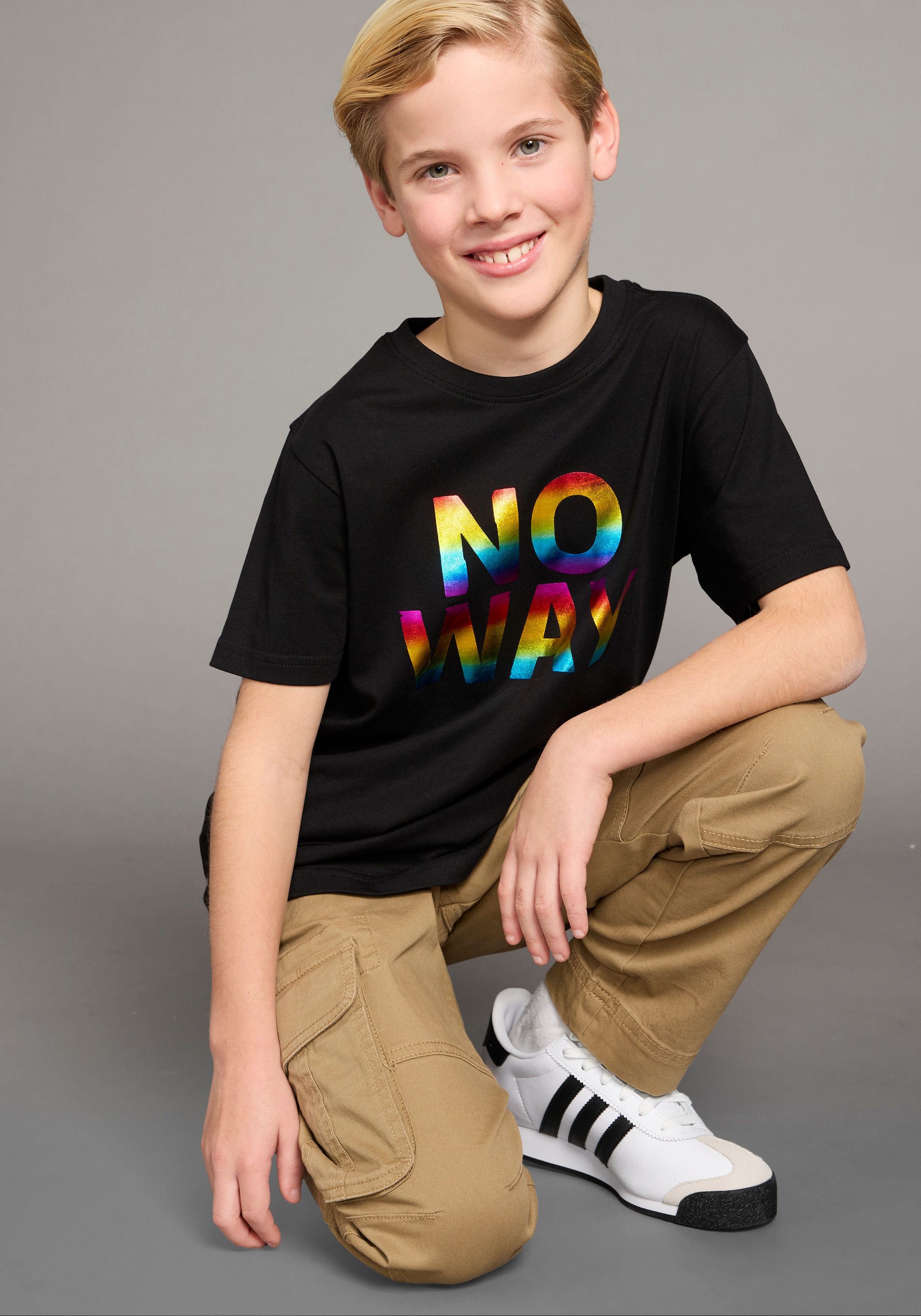 KIDSWORLD T-Shirt »Sprücheshirt: NO WAY«, mit coolem Foliendruck