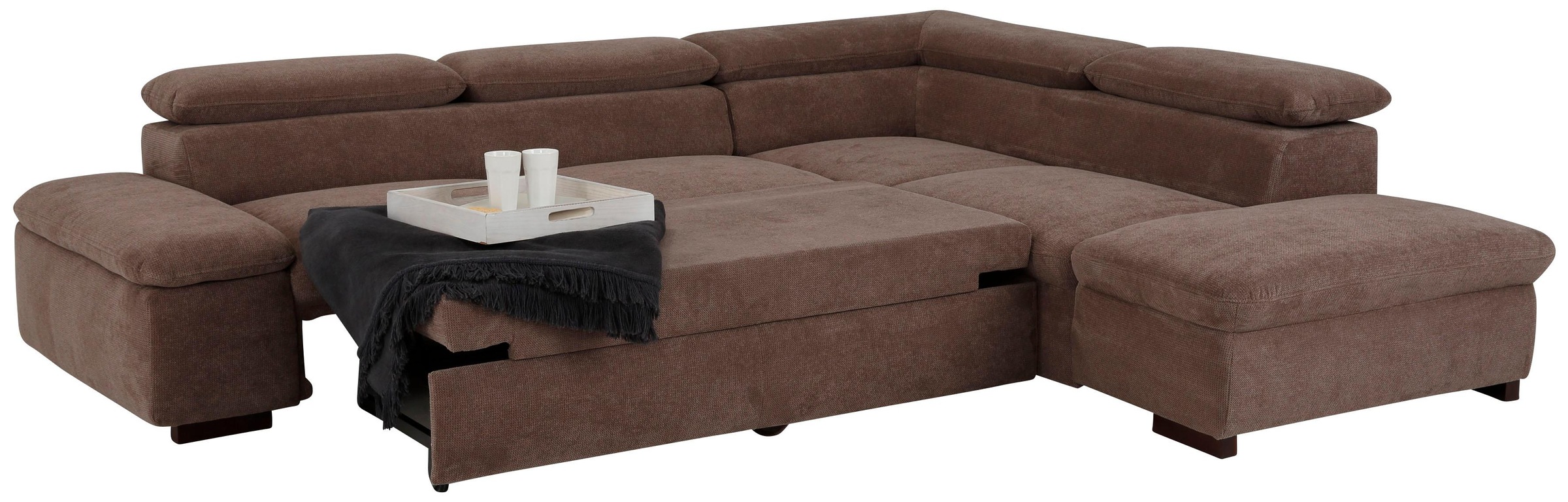Home affaire Ecksofa »Alberto L-Form«, mit Kopfteilverstellung, wahlweise mit Bettfunktion