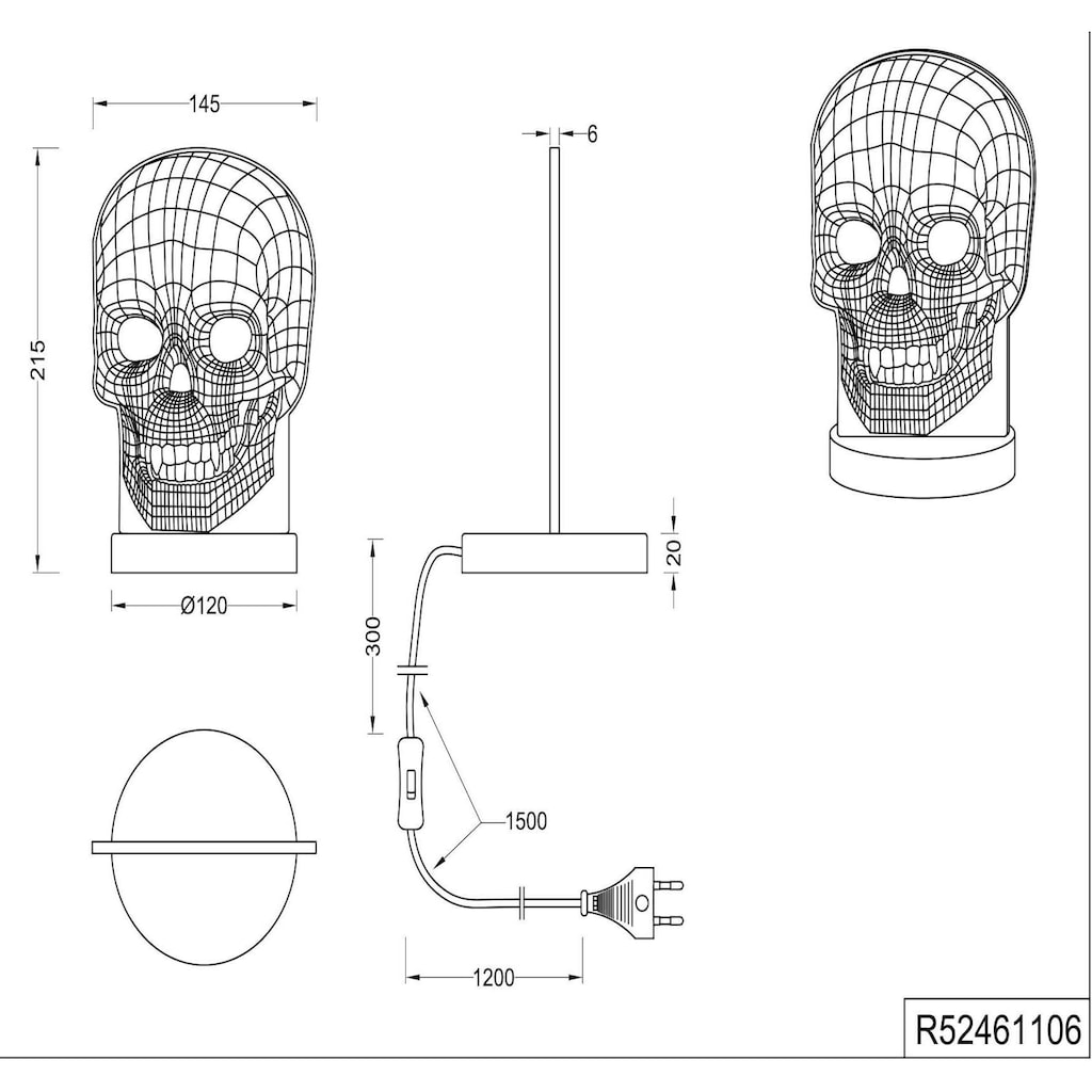 TRIO Leuchten LED Tischleuchte »Skull«, 1 flammig-flammig