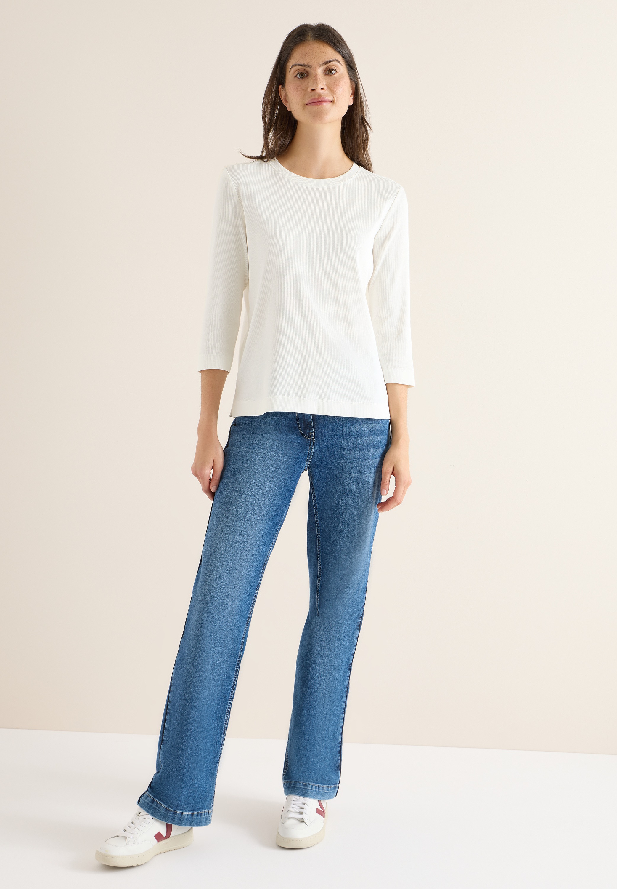 Cecil Rundhalsshirt aus Baumwolle mit Stretchante