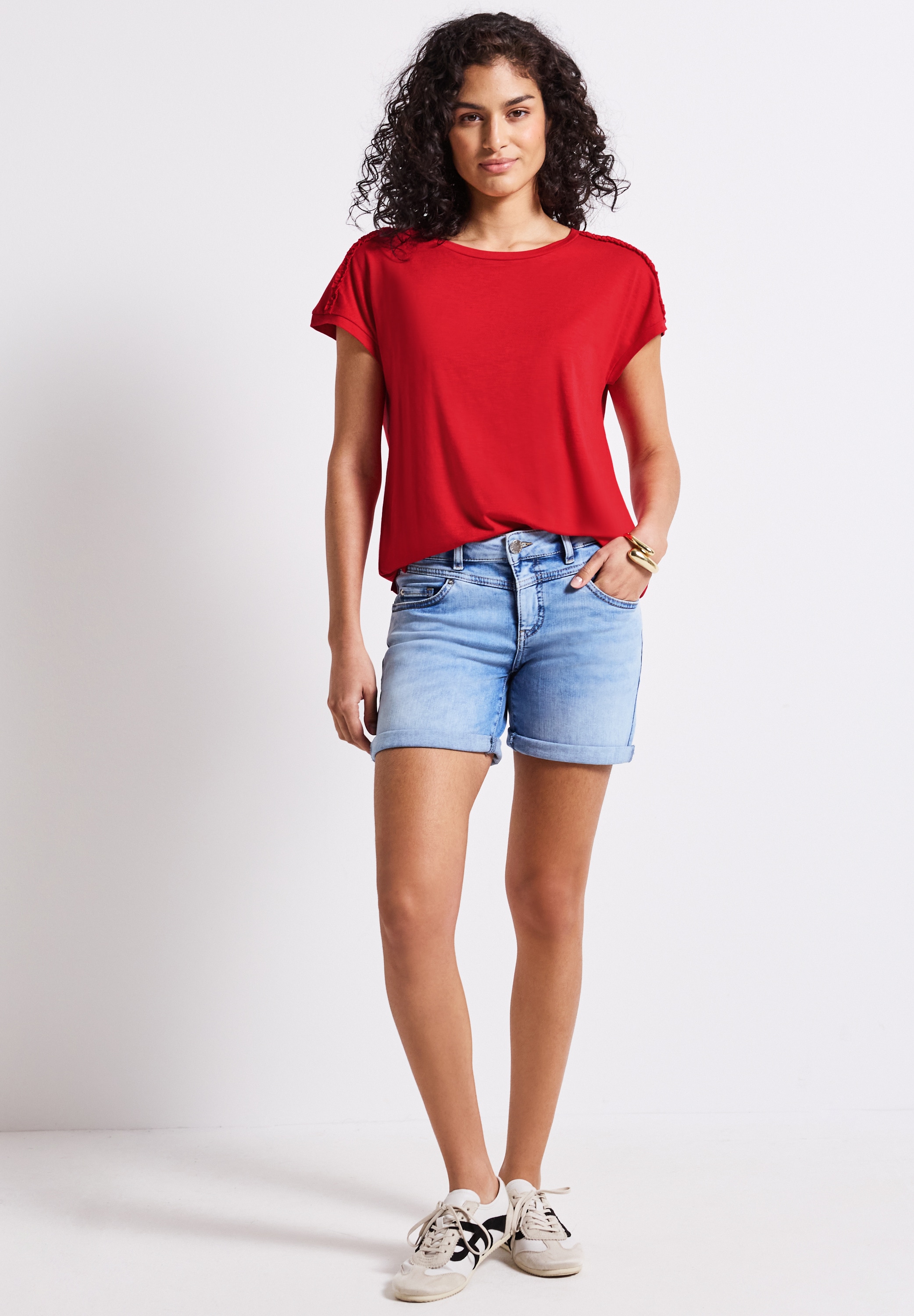 STREET ONE STUDIO T-Shirt, aus elastischem Materialmix
