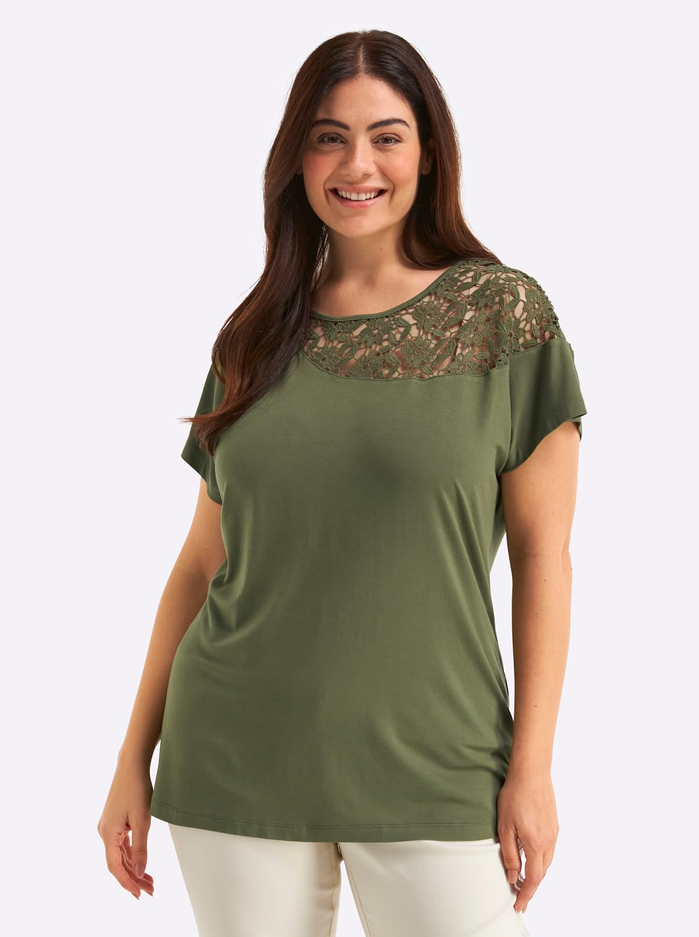 Sheego Rundhalsshirt "Halbarmshirt" 1