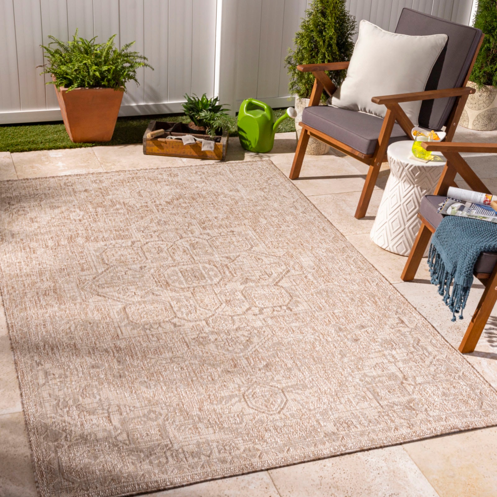 Surya Teppich »Traditional 2392«, rechteckig, Teppich In- /Outdoor Boho Jute-Optik, Balkon, Terrasse, Garten, Beige