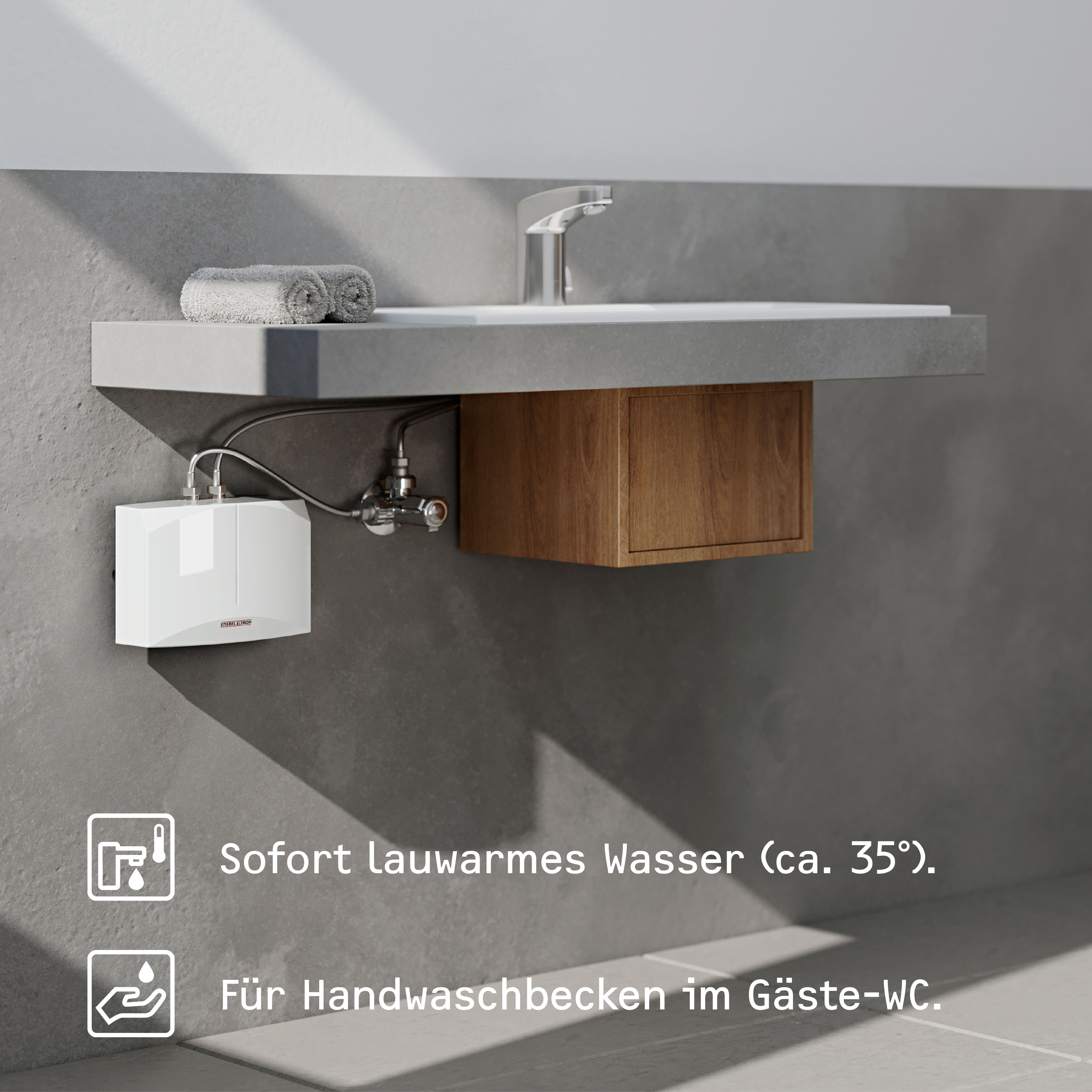 Thumbnail - STIEBEL ELTRON Klein-Durchlauferhitzer "DHM 4 für Handwaschbecken, 4,4 kW, o. Stecker", Festanschluss 230V, hydraulisch,...