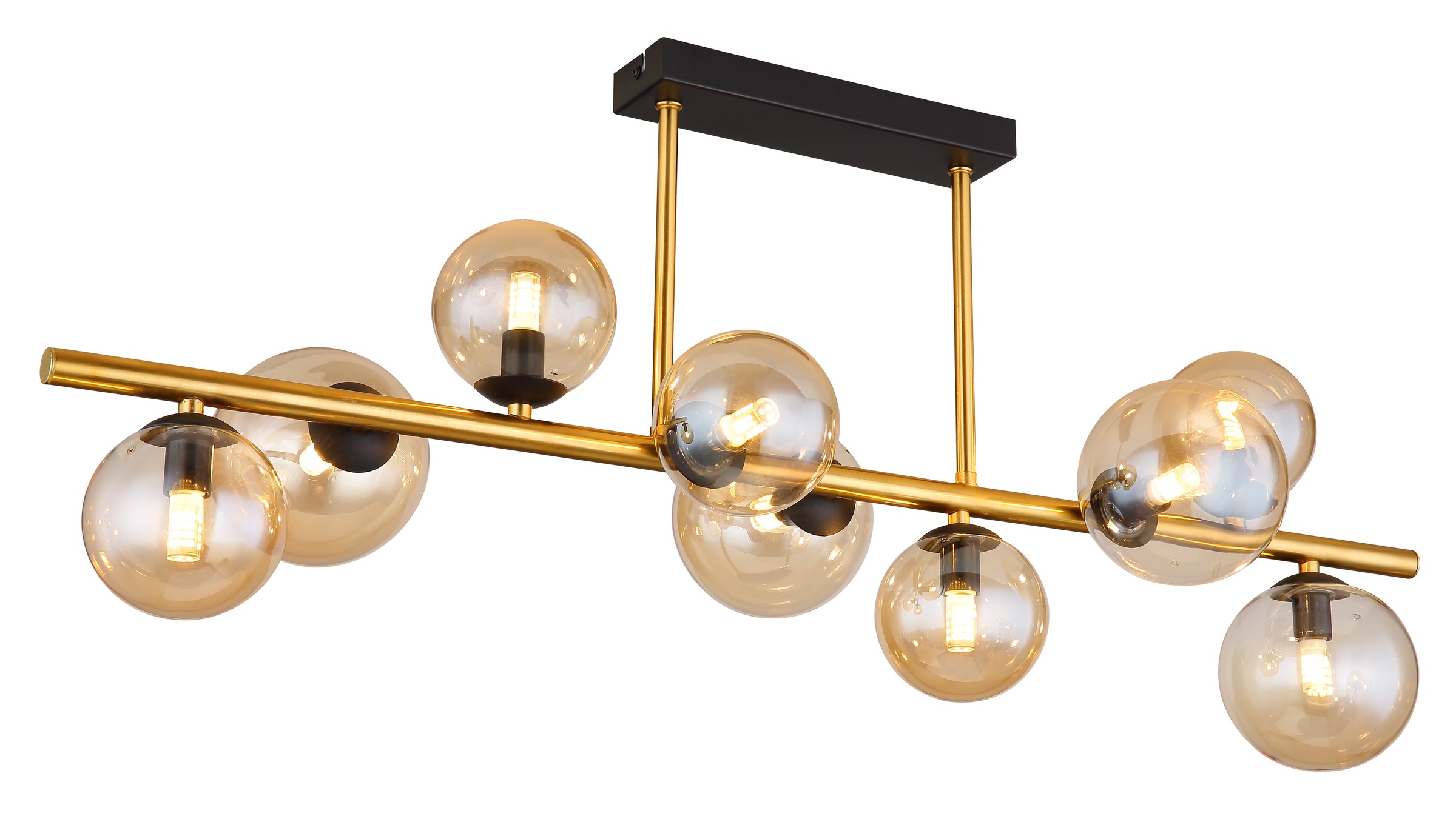 GLOBO LIGHTING Deckenleuchte »RIHA« G9 1 Stk. Warmweiß Deckenleuchte Schwarz/Messing, Amberglas, 5 Gläser, LED G9