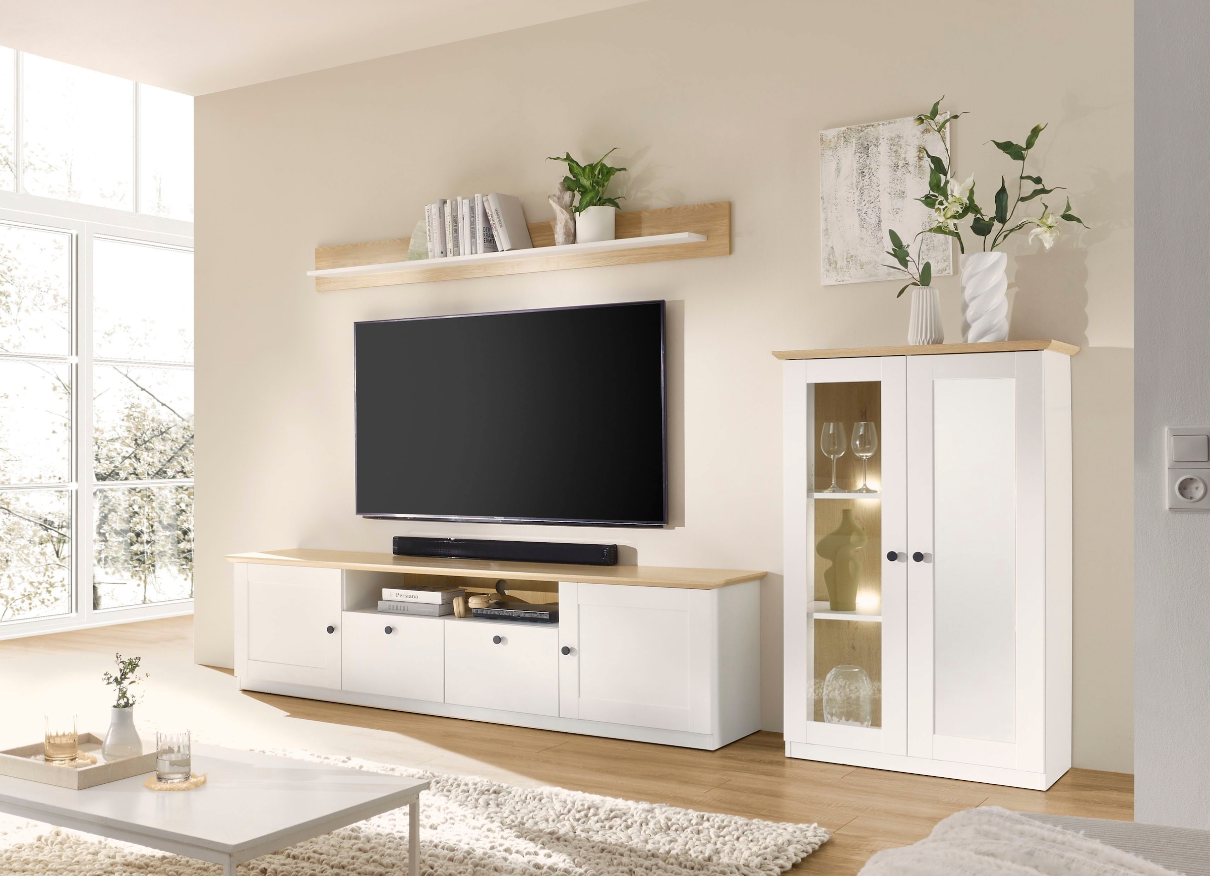 OTTO home Wohnwand »Brest, Anbauwand im Landhausstil, Komplettset, Wohnzimmer-Set« Set, 3 Stk. tlg.