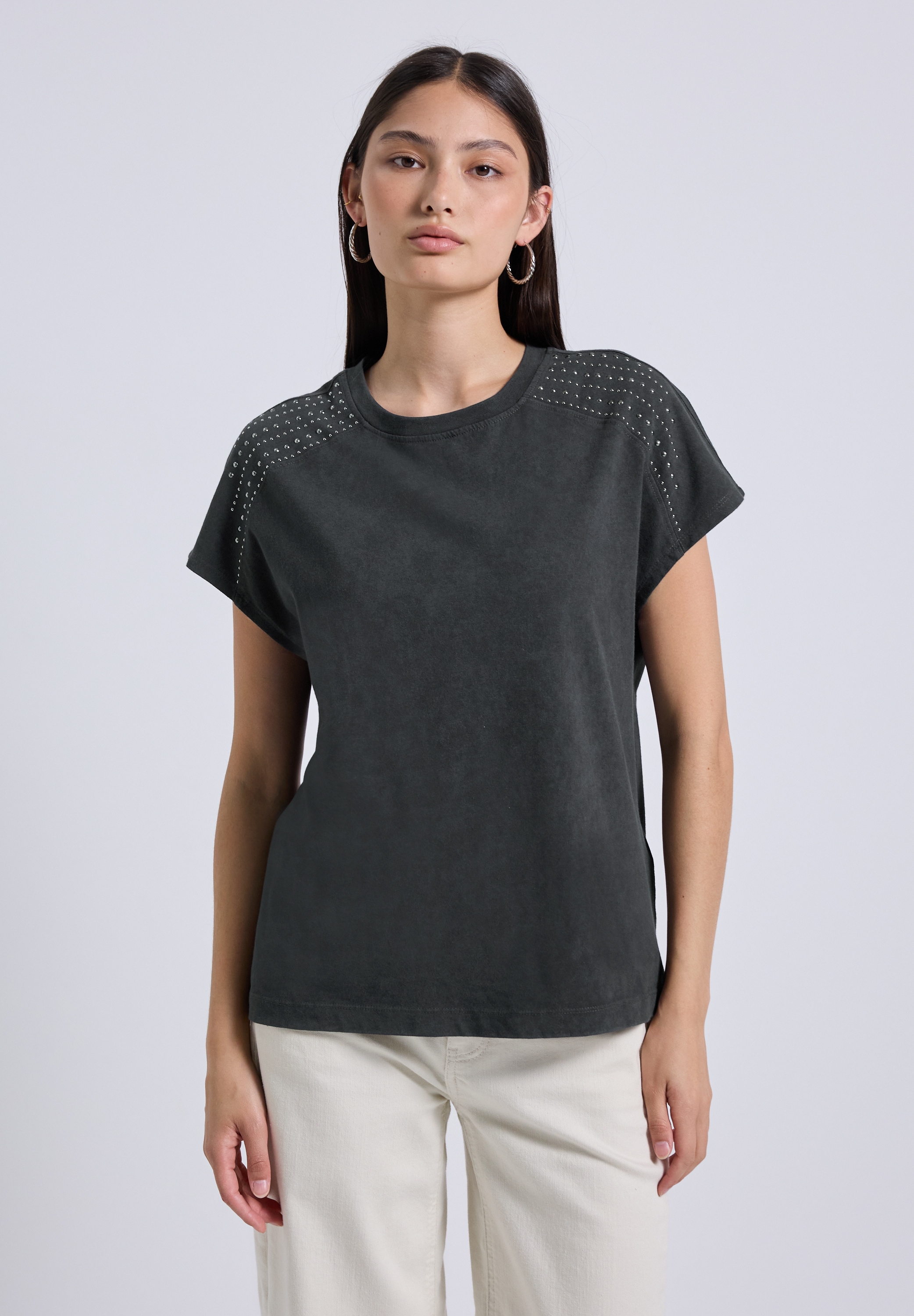 STREET ONE STUDIO Rundhalsshirt, mit Glitzer-Details günstig online kaufen