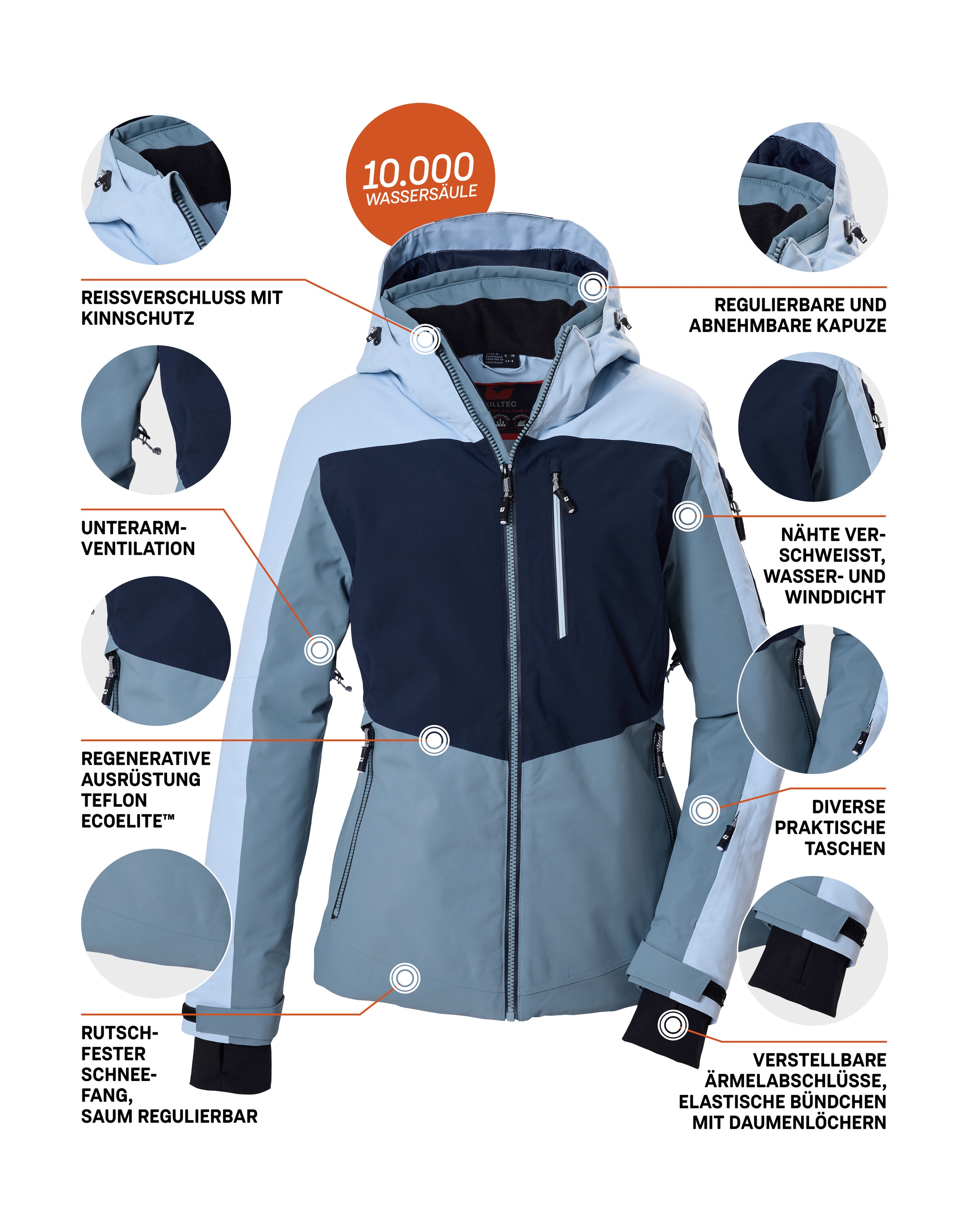 Killtec Skijacke »KSW 121 WMN SKI JCKT« Damen Skijacke: wasserdicht, atmungsaktiv, verschweißte Nähte