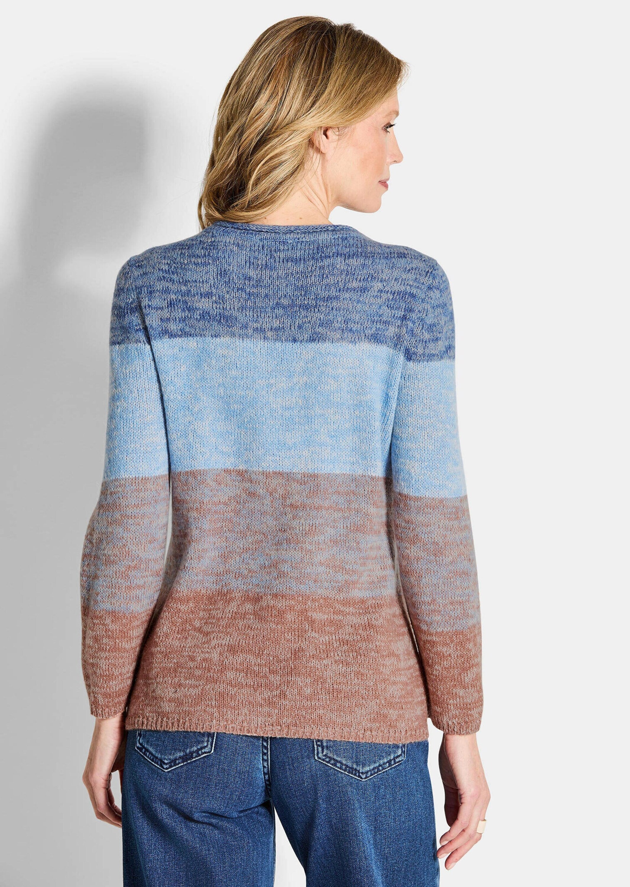 GOLDNER Rundhalspullover »Kurzgröße Langarm Blockstreifenpullover, Melange«