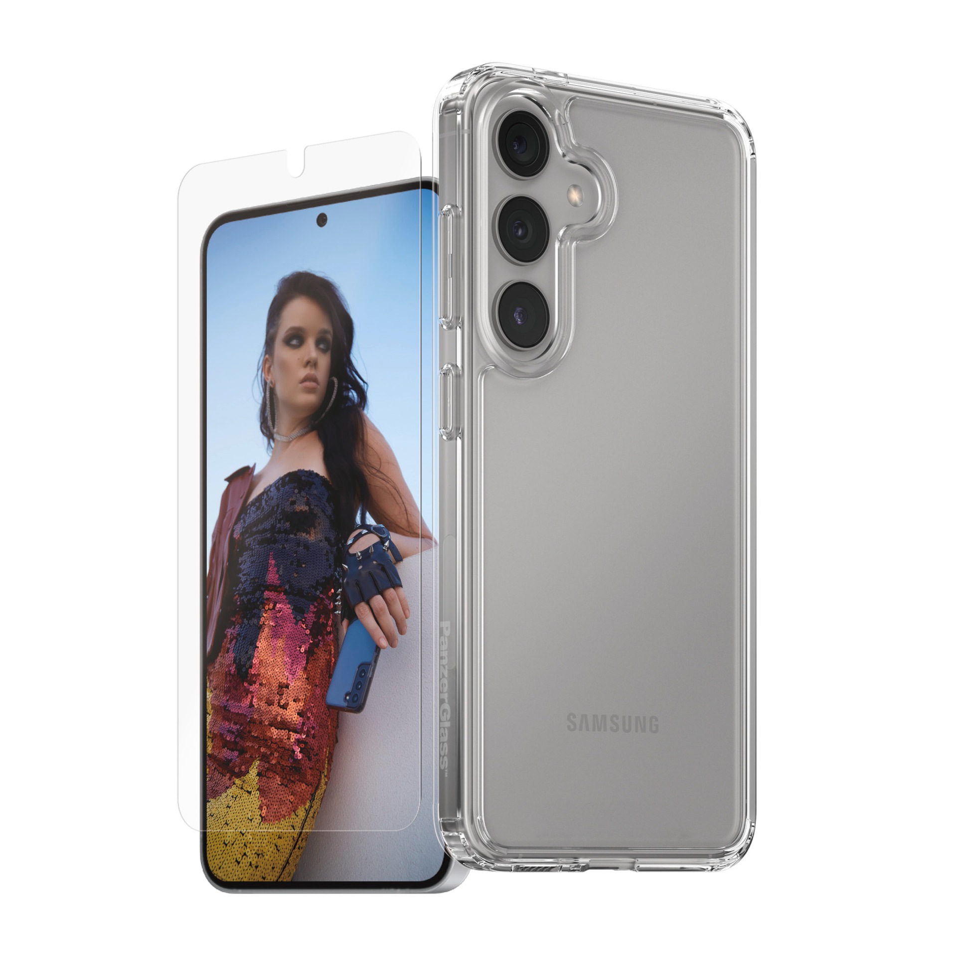 CARE by PanzerGlass Displayschutzglas »2-in-1 Protection Set«, für Samsung Galaxy S25+, Displayschutzfolie, Schutzfolie, Bildschirmschutz, kratz- & stoßfest