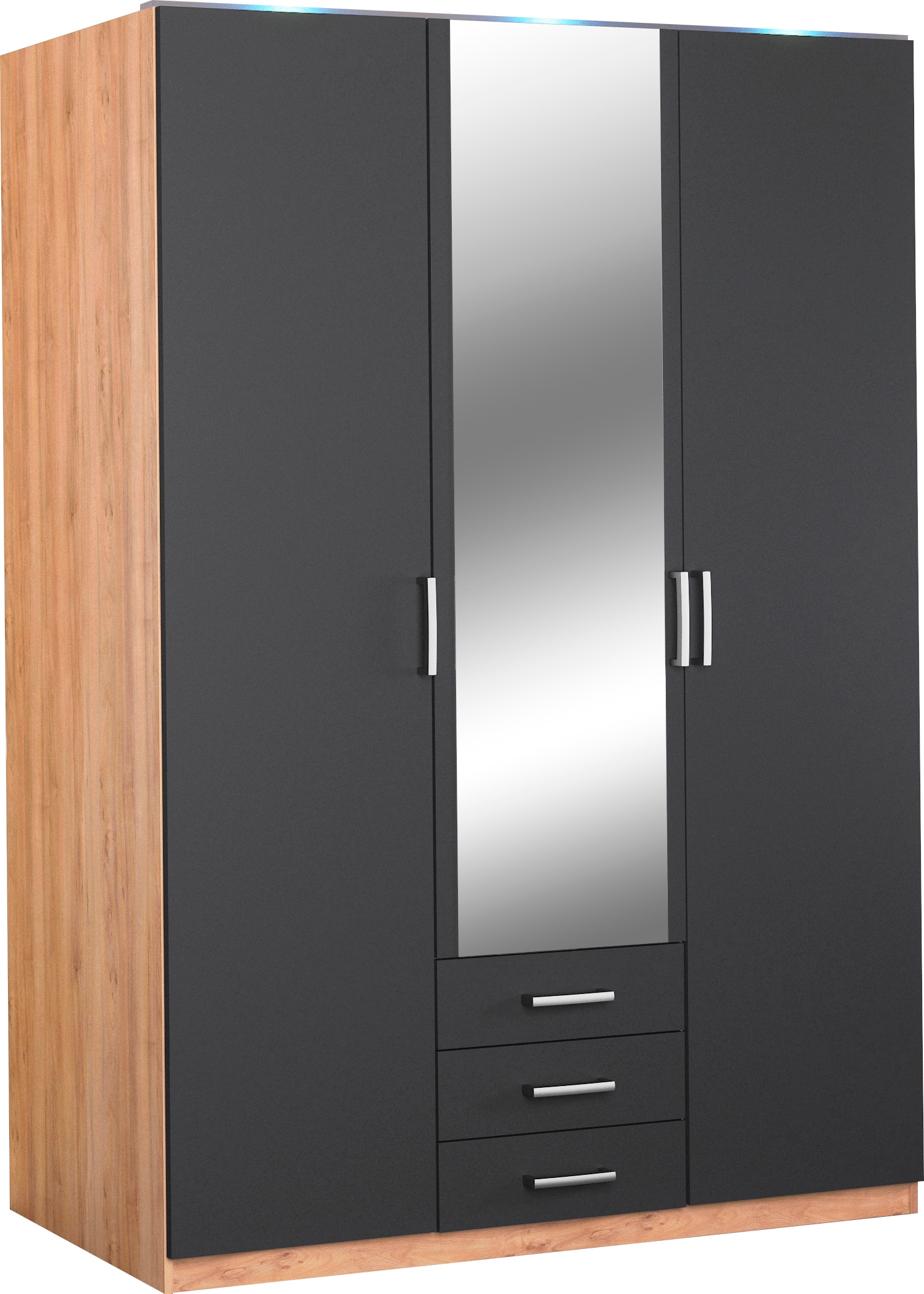 priess Kleiderschrank "Amsterdam, viel Stauraum durch viele Schubkästen, Spiegeltüren" Optional mit LED-Beleuchtung, Made in Germany