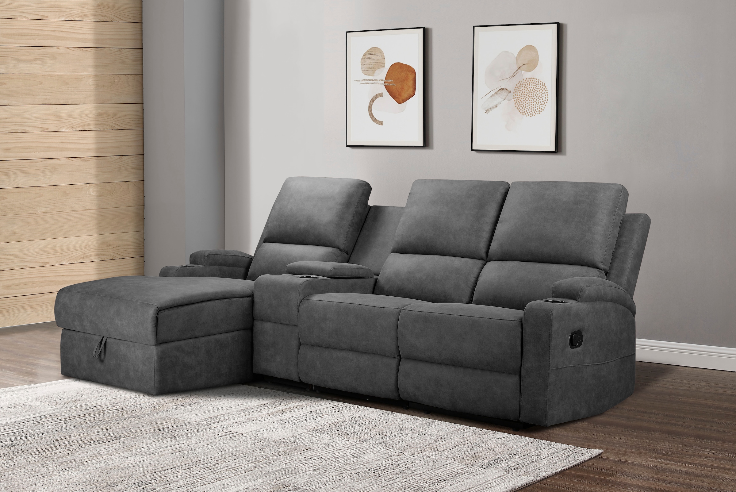 Home affaire Ecksofa "NAPORI Multimediasofa, 3er Kinosessel XXL, L-Form, 3 günstig online kaufen