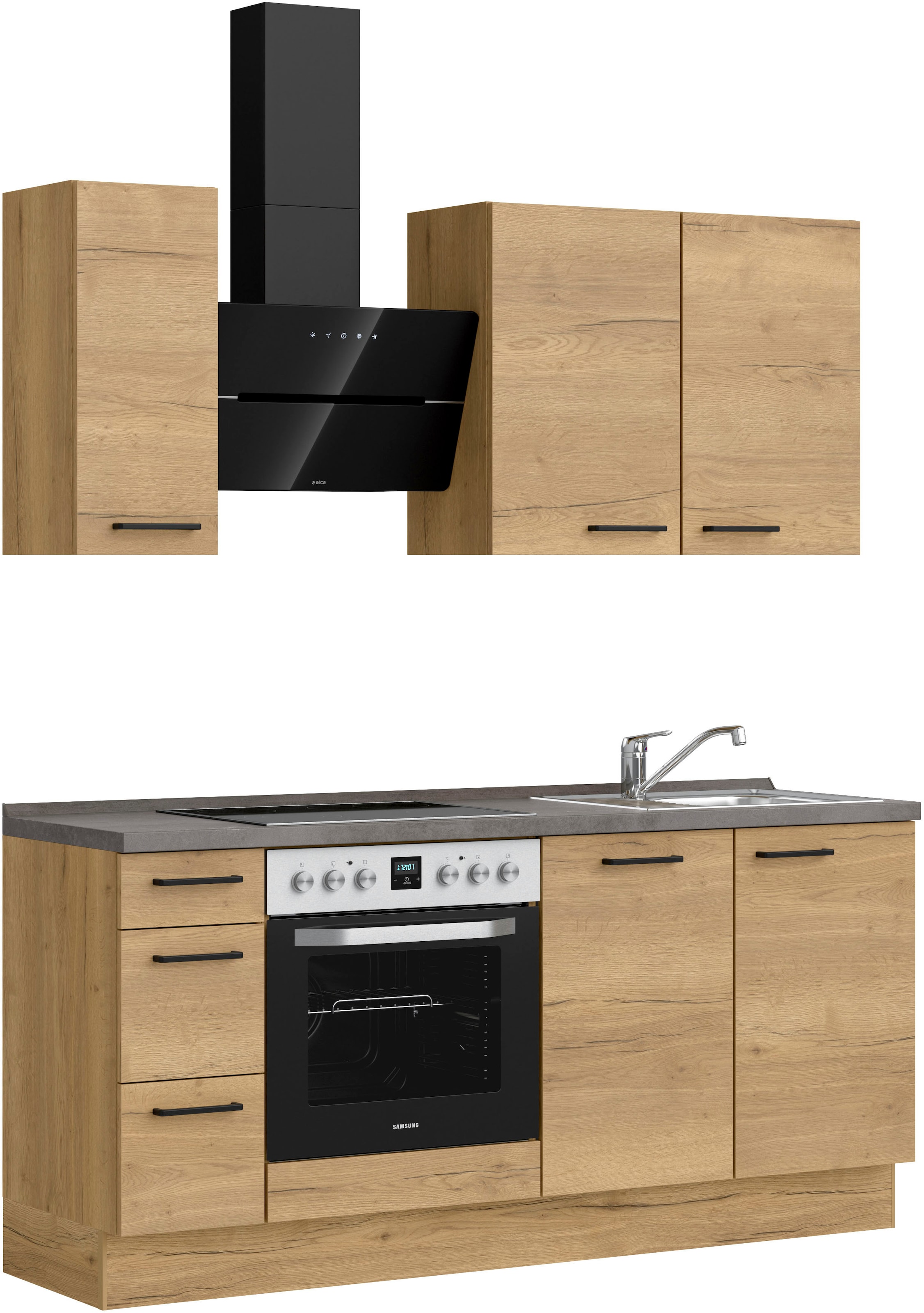 nobilia® Küchenzeile »"Structura II"«, vormontiert, Ausrichtung wählbar, Breite 180 cm, wahlw. mit E-Geräten