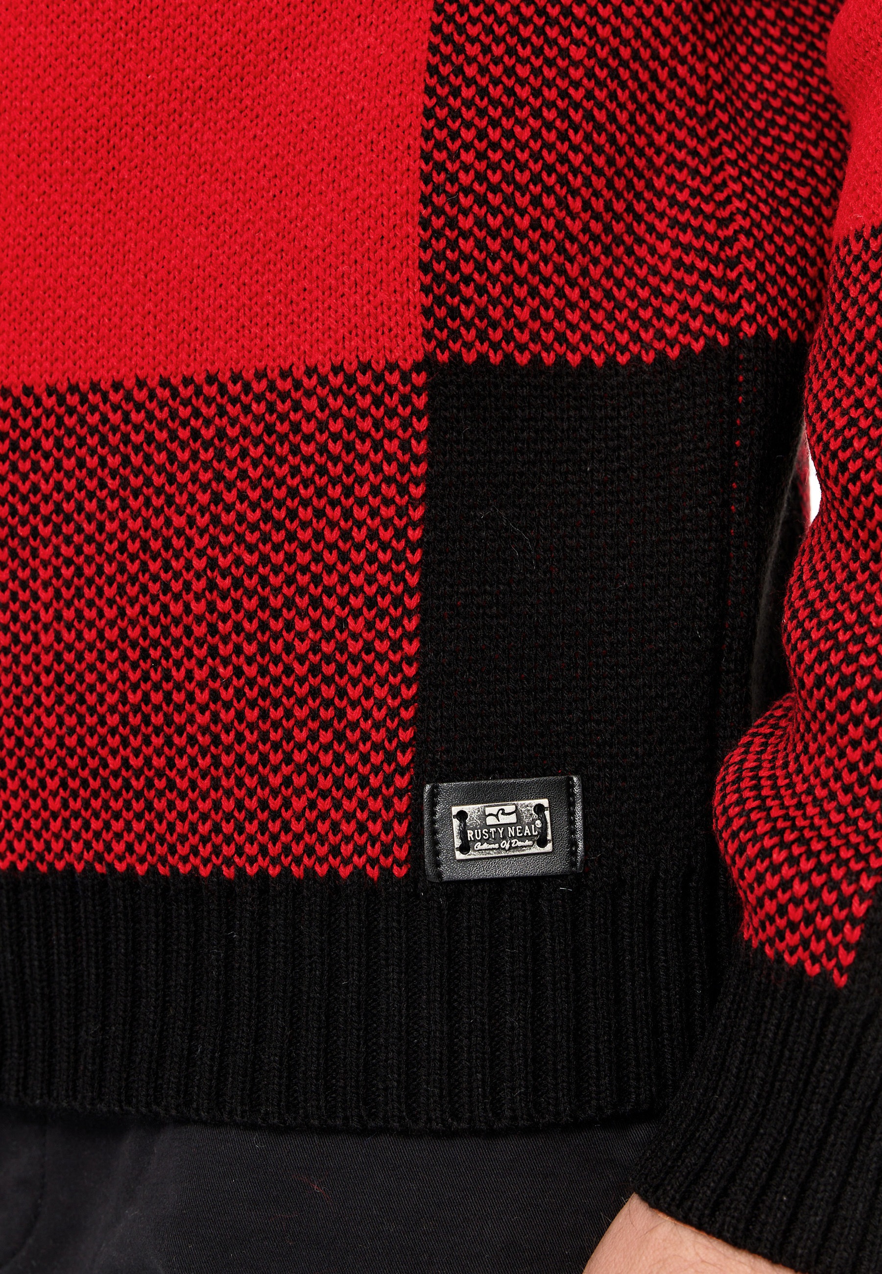 Rusty Neal Strickpullover, mit karierter Musterung