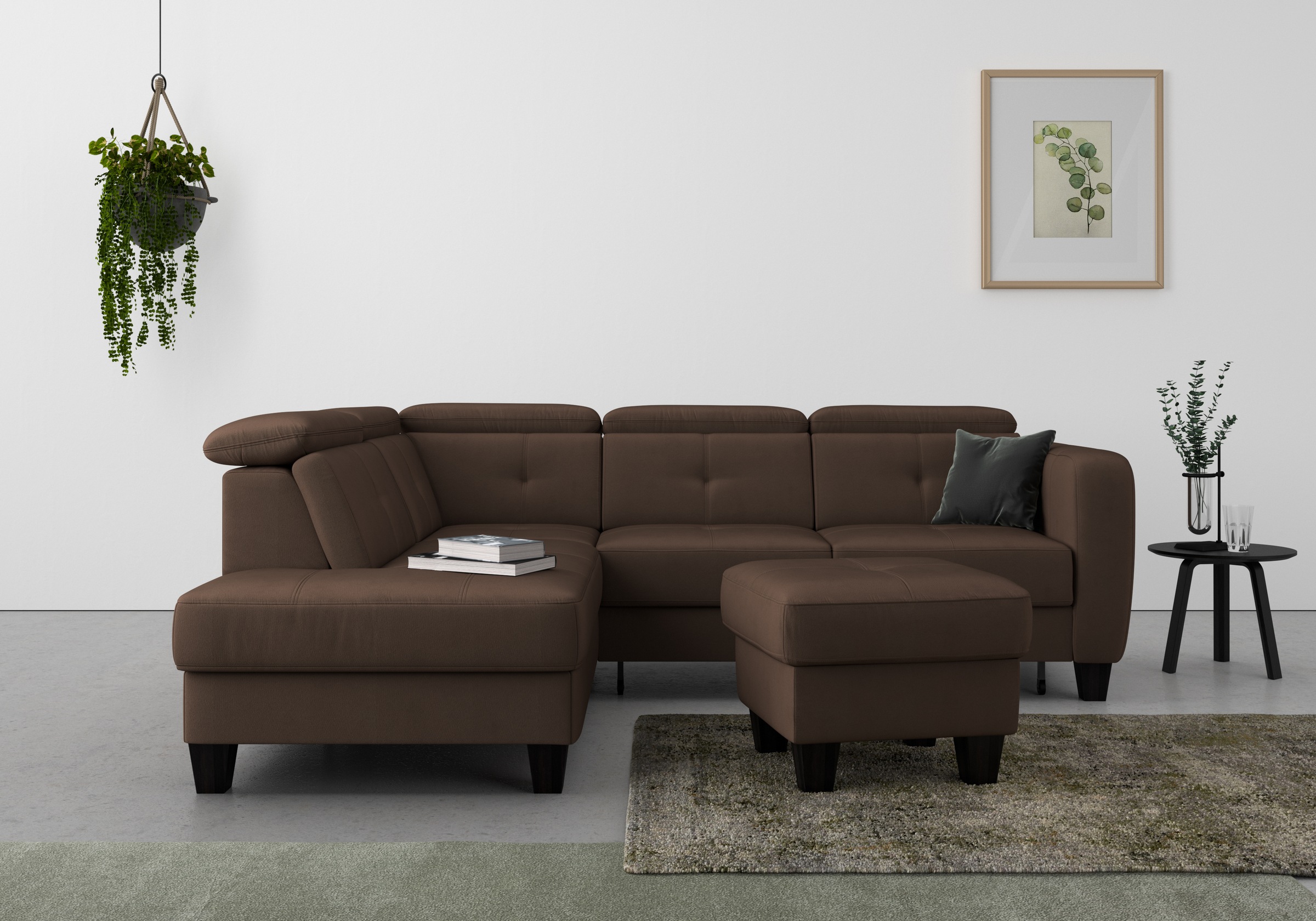 sit&more Ecksofa »Belluci L-Form«, inklusive Federkern, wahlweise mit Bettfunktion und Bettkasten