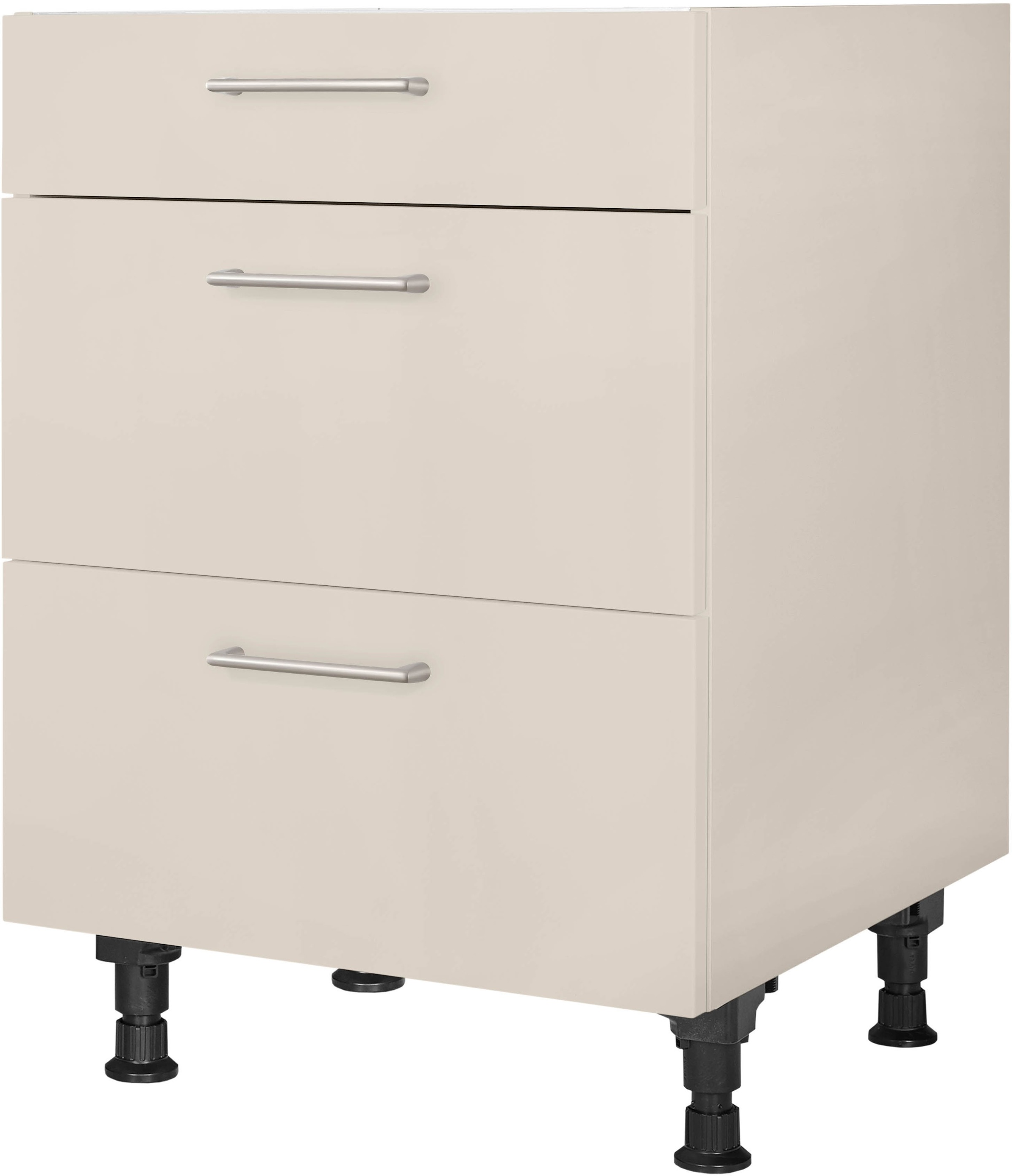 Kochfeldumbauschrank NOBILIA, B:60cm H:87cm T:58,3cmfront: sand, korpus: sand, Schränke, ""Laser", vormontiert, mit Schubkasten und Auszügen", in den