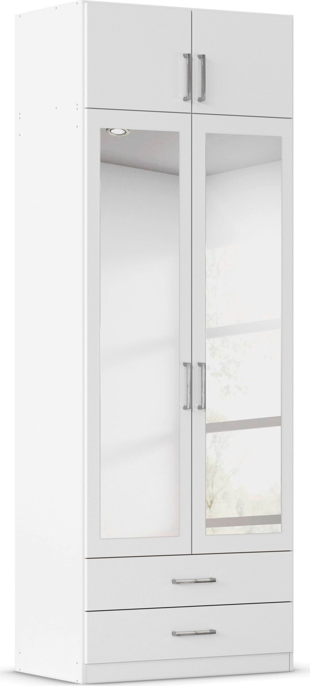 rauch Kleiderschrank "Schrank Garderobe Wäscheschrank GAMMA in 4 Breiten 91-226 cm" 3 verschiedene Ausstattungen BASIC/CLASSIC/PREMIUM (inkl. SOFT-CLOSE), mit Schubladen und Schrankaufsatz sowie Spiegel MADE IN GERMANY
