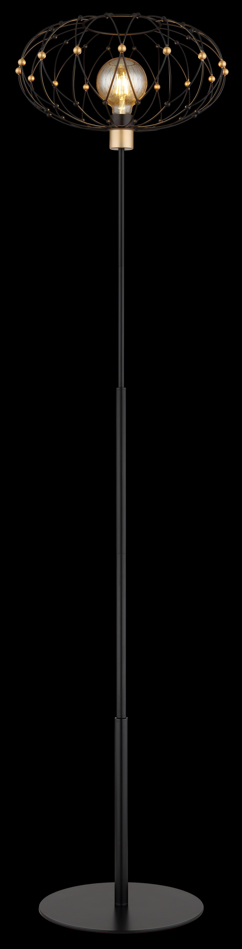 GLOBO LIGHTING Stehlampe »GREYS« E27 1 Stk. Stehleuchte Schwarz/Gold, Metallgeflecht, Fußtritt, E27
