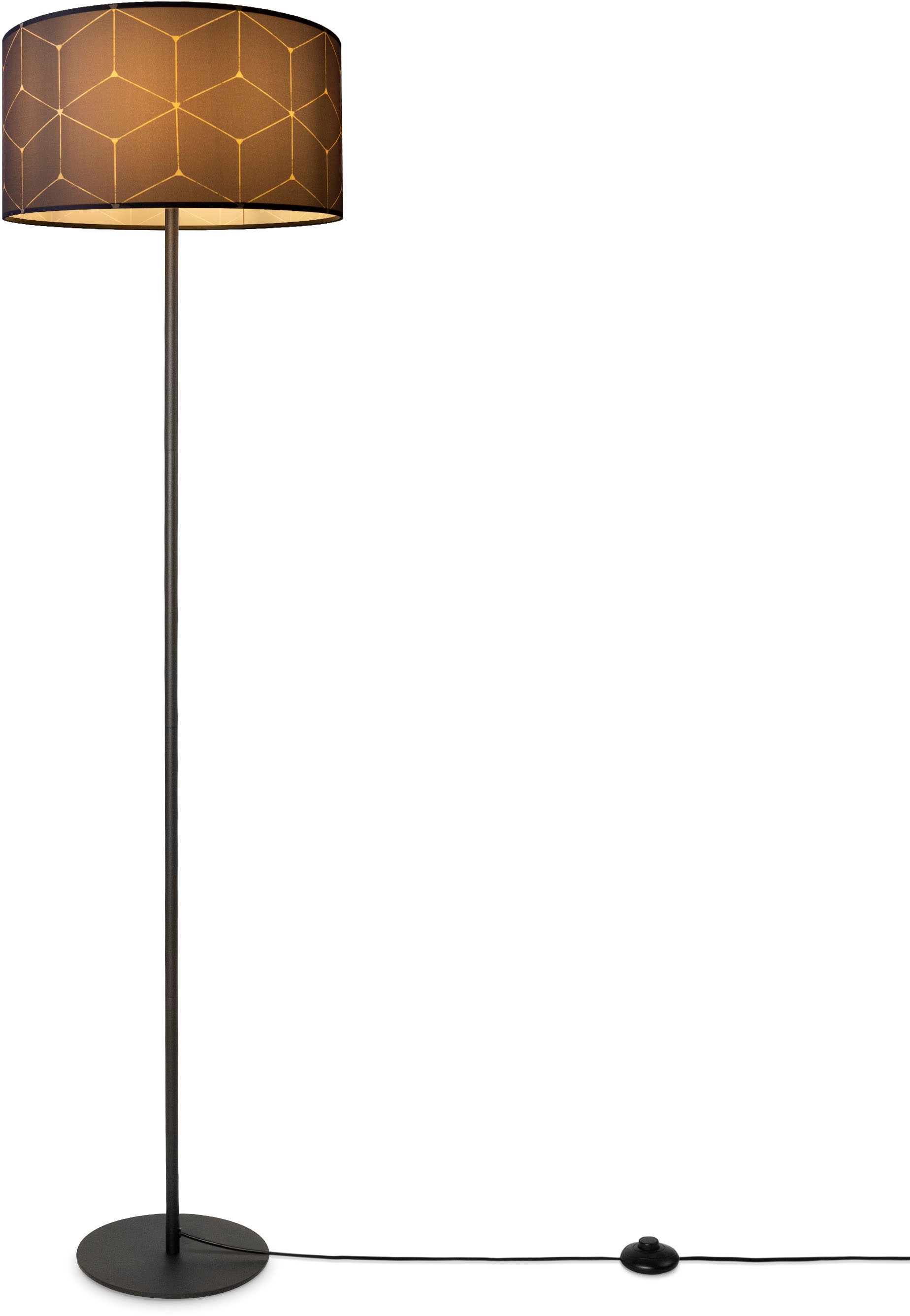 Paco Home Stehlampe »Luca Cube«, Wohnzimmer Textilschirm Rund Lampenschirm | Abstrakt BAUR Stehlampe Stoff