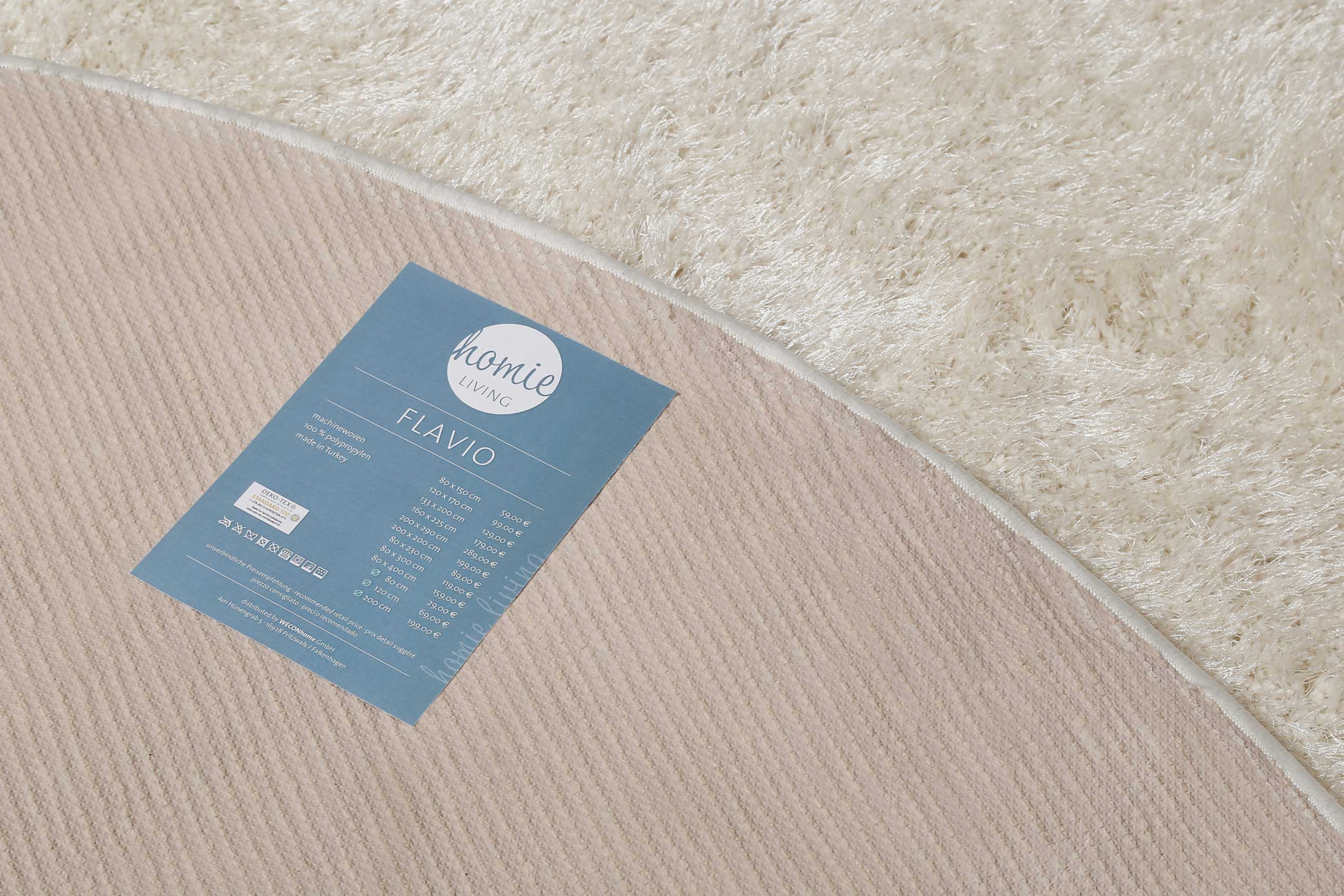 Thumbnail - Homie Living Teppich "Flavio" rund 30 mm Höhe Hochflor, gewebt, weich, uni, Wohnzimmer, Schlafzimmer, waschbar