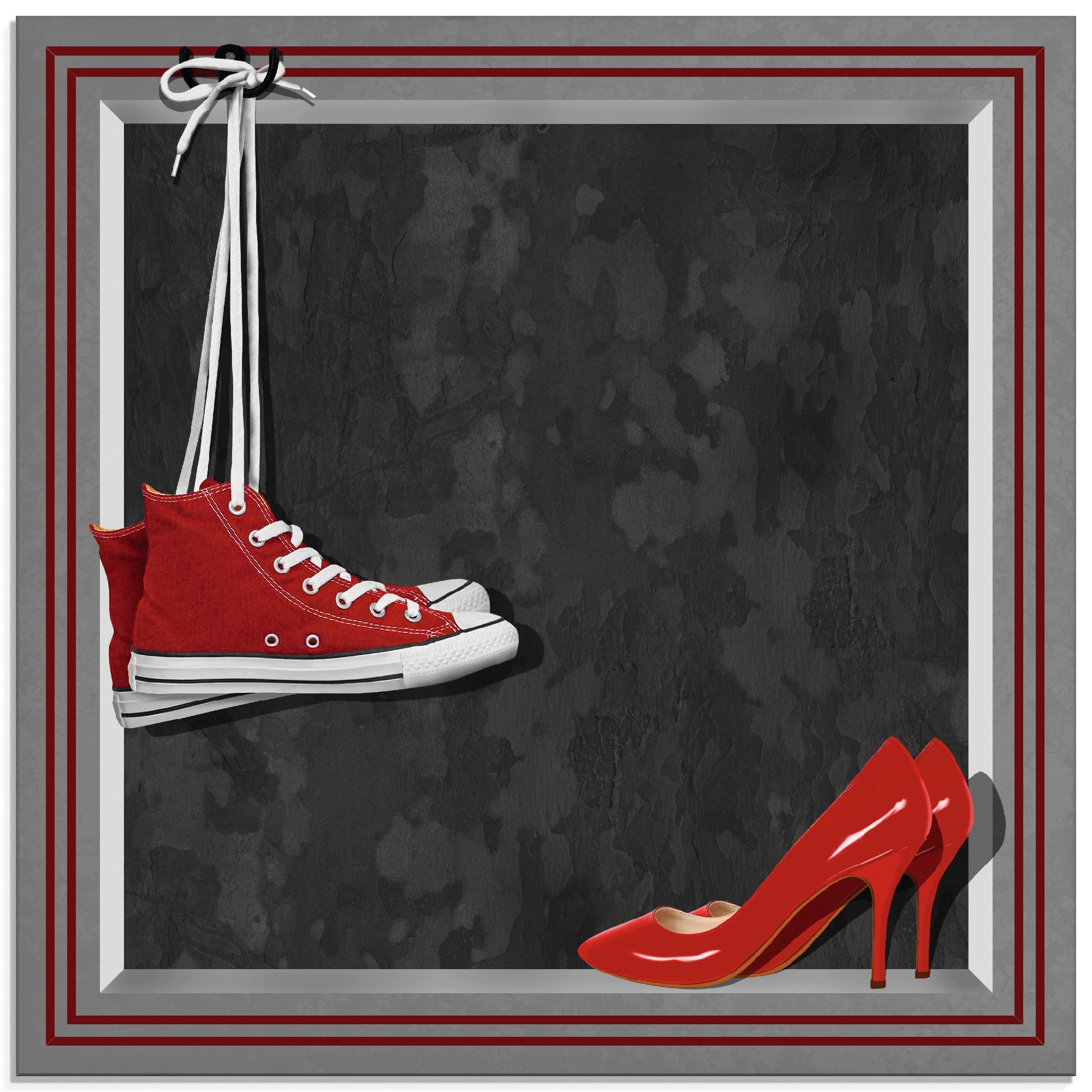 Artland Glasbild "Die roten Schuhe", Mode, (1 St.), in verschiedenen Größen