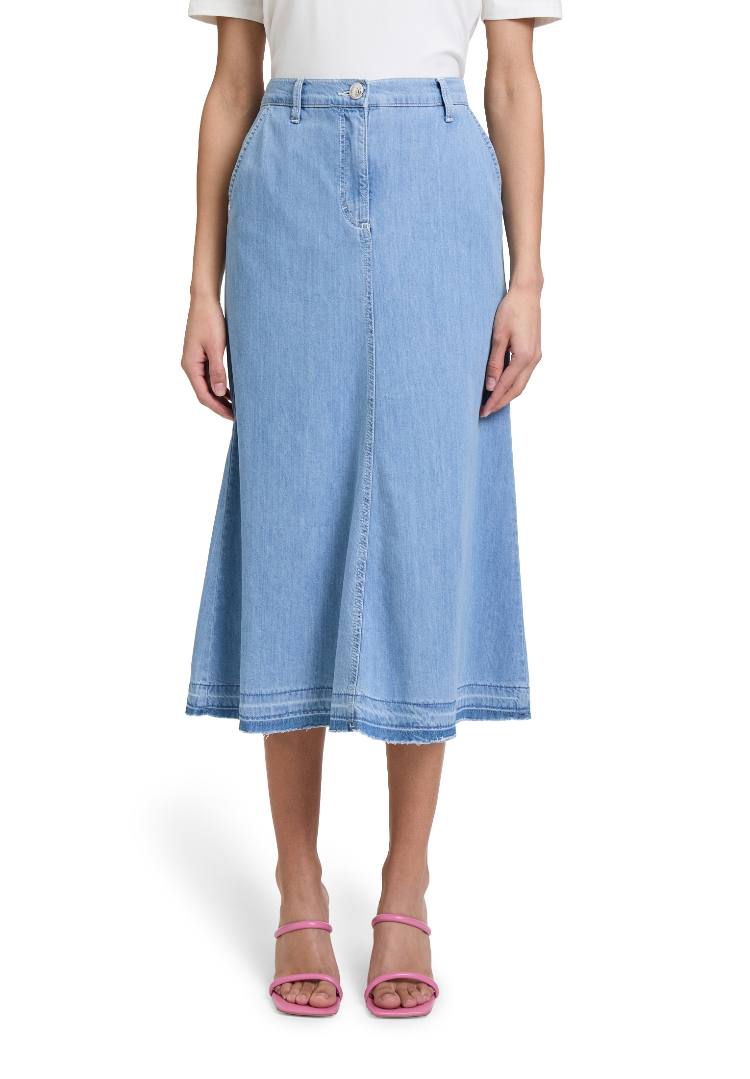 Betty Barclay Midirock "Betty Barclay Damen Jeansrock mit offenem Saum", Fo günstig online kaufen