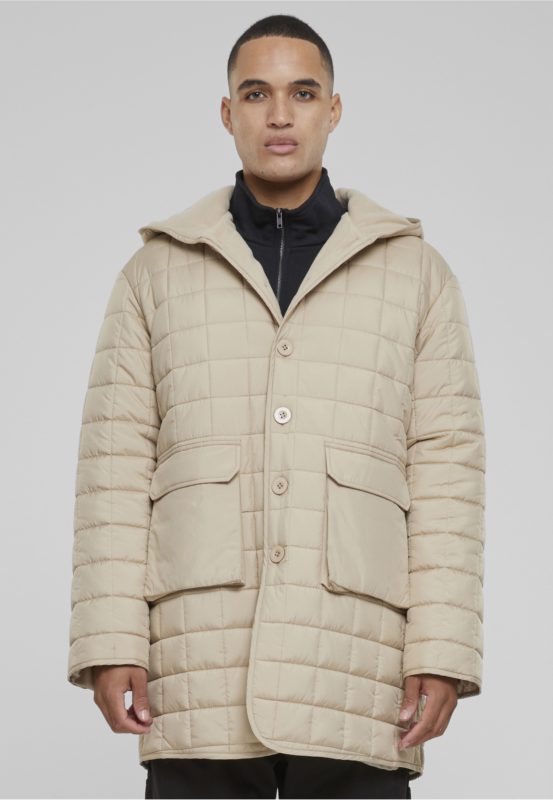 URBAN CLASSICS Winterjacke »Urban Classics Herren Polar Fleece Lined Parka« 1 Stk. tlg. mit Kapuze