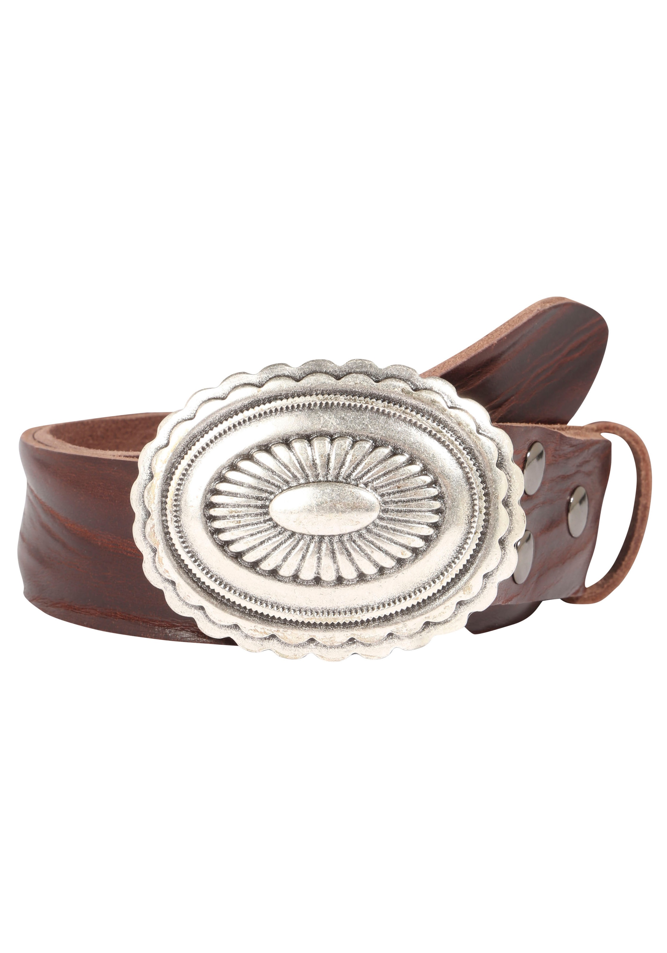 Rettungsring Gürtel Ledergürtel mit austauschbarer Schließe "Mandala Silber günstig online kaufen