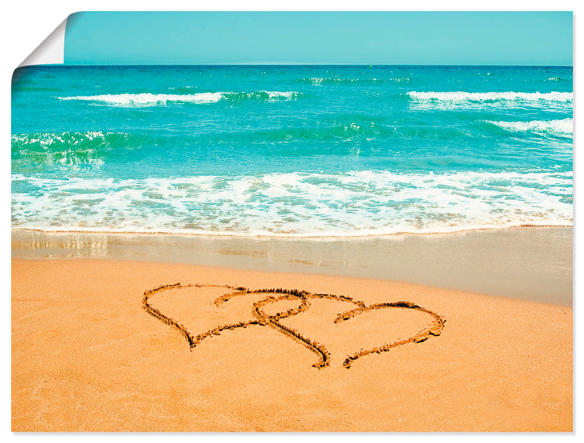 Artland Poster "Herzen im Sand" Strand 1 Stk. tlg. als Alubild, Leinwandbil günstig online kaufen