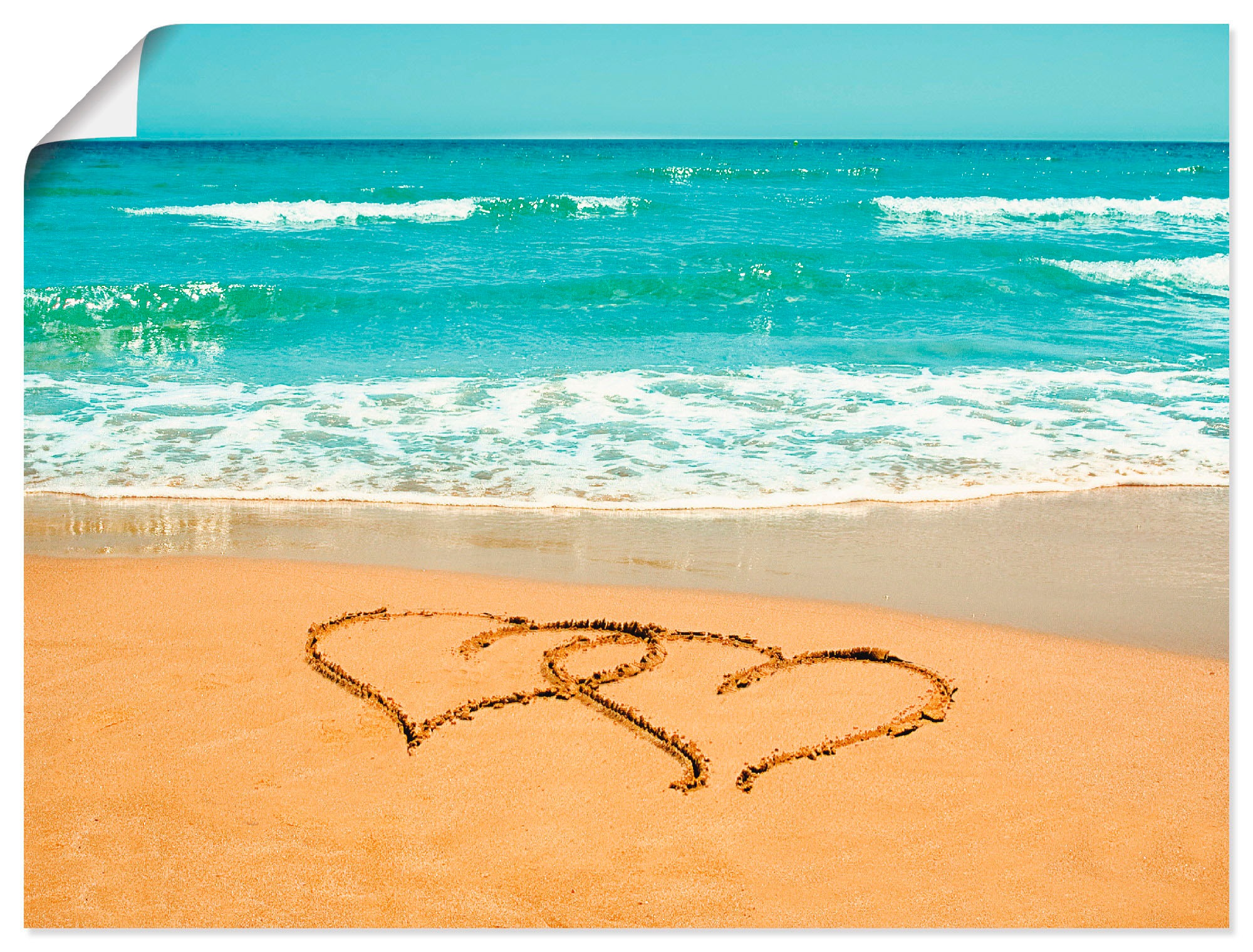 Artland Wandbild »Herzen im als Sand«, BAUR | Alubild, Größen oder (1 Leinwandbild, versch. Strand, kaufen Poster Wandaufkleber St.), in