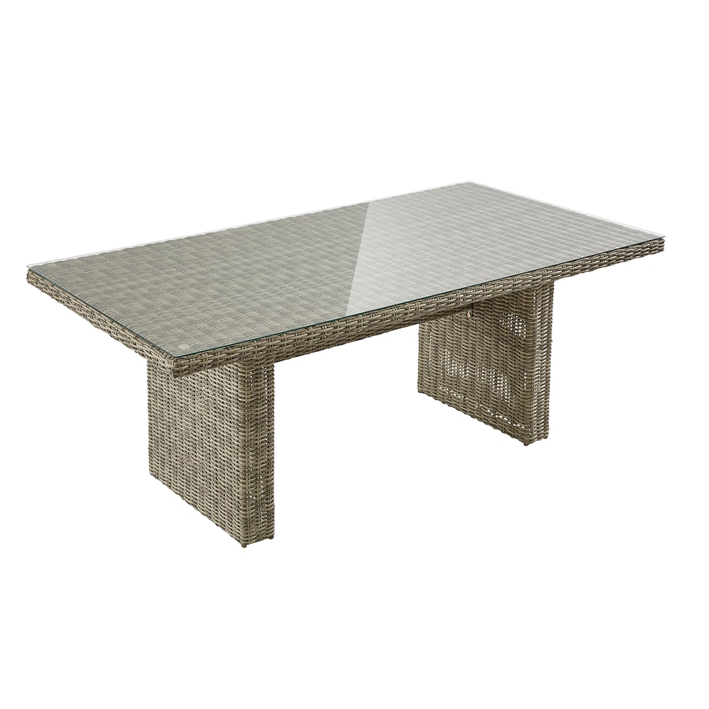 KONIFERA Garten-Essgruppe »Venedig«, (Set, 19 tlg., 6x Sessel, 1x Tisch 200x100x75 cm, inkl. Auflagen, Alu, Polyrattan)