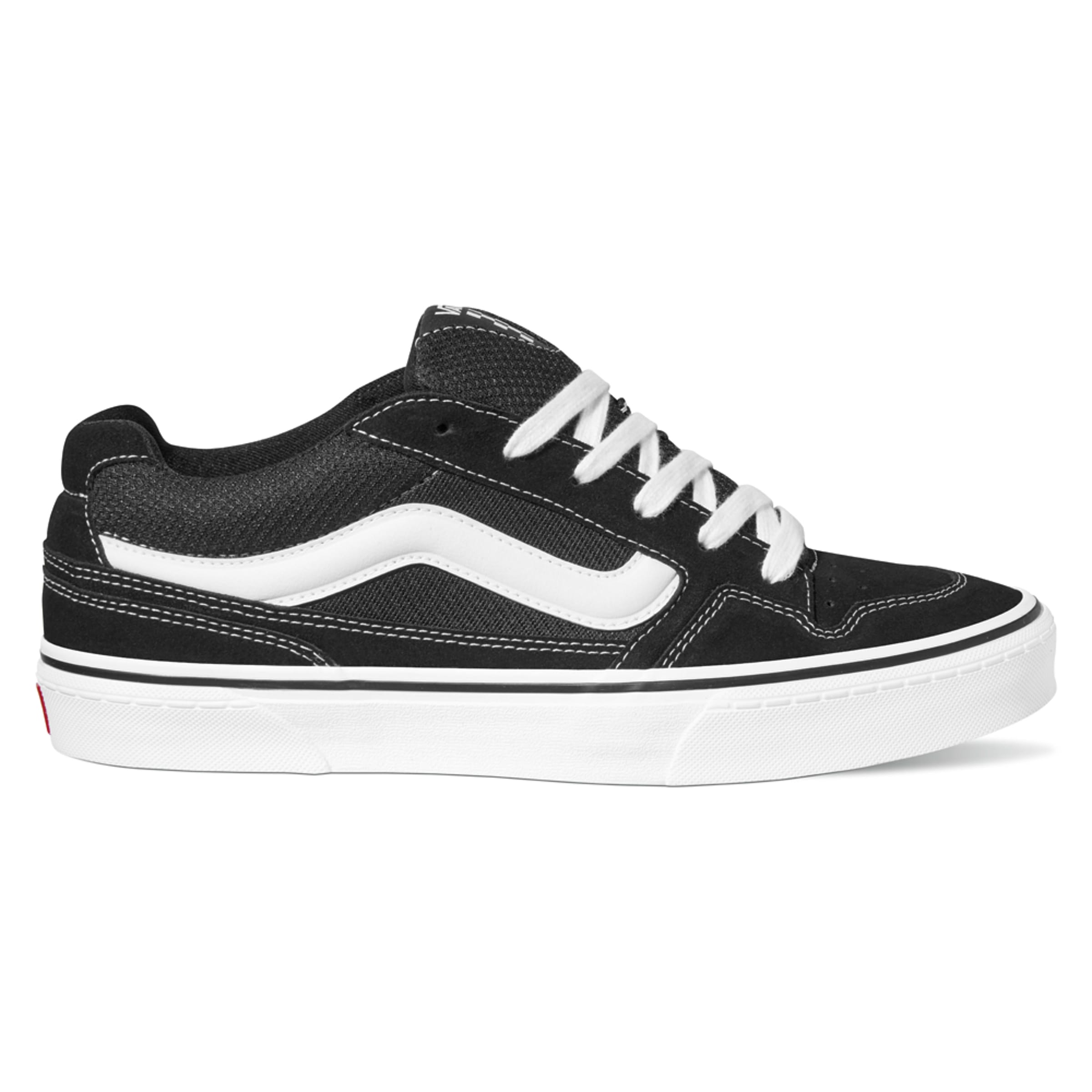 VANS Herren Sneaker "CALDRONE", Gr. 44, schwarz, Leder, unifarben, Schuhe, mit kontrastfarbenem Logobadge an der Ferse